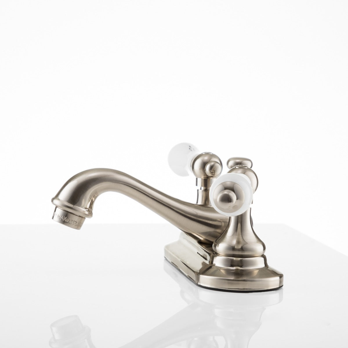 Charlotte Centerset Bathroom Sink Faucet - Porcelain Lever Handles - Brushed Nickel | Alternative Image 02 | finish:Brushed Nickel