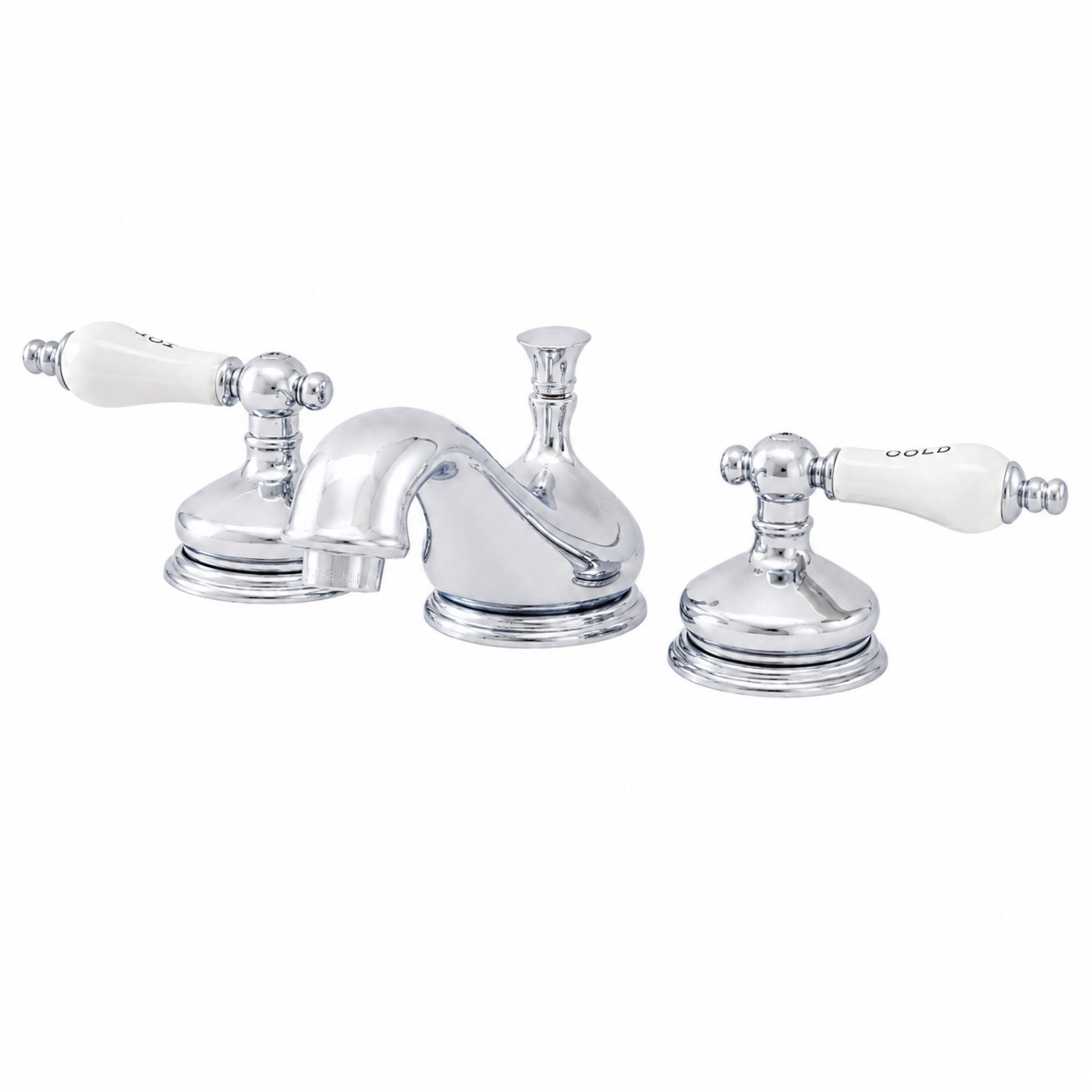 Camilla Widespread Bathroom Sink Faucet - Porcelain Lever Handles - Chrome | Alternative Image 01 | finish:Chrome