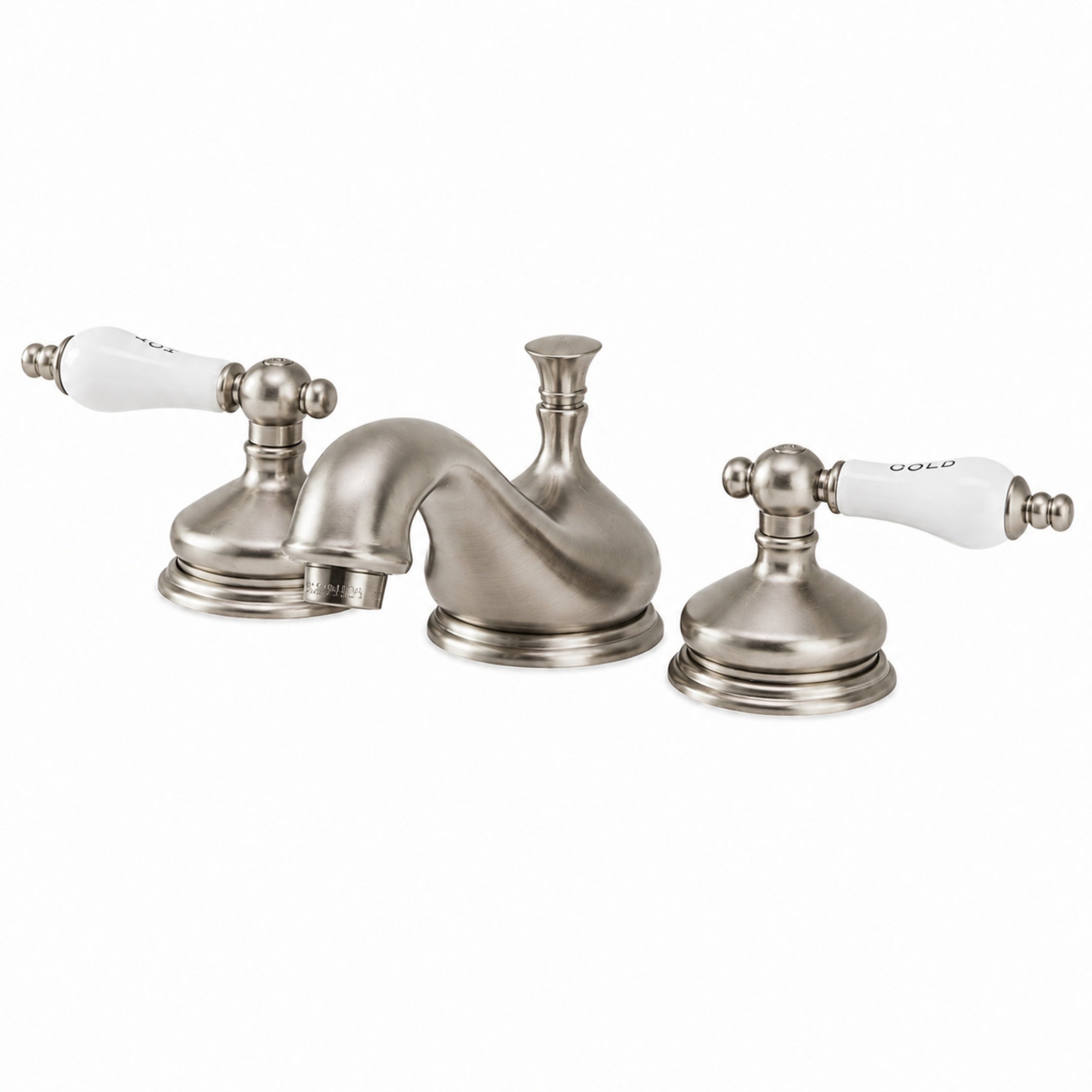 Camilla Widespread Bathroom Sink Faucet - Porcelain Lever Handles - Brushed Nickel | Alternative Image 01 | finish:Brushed Nickel