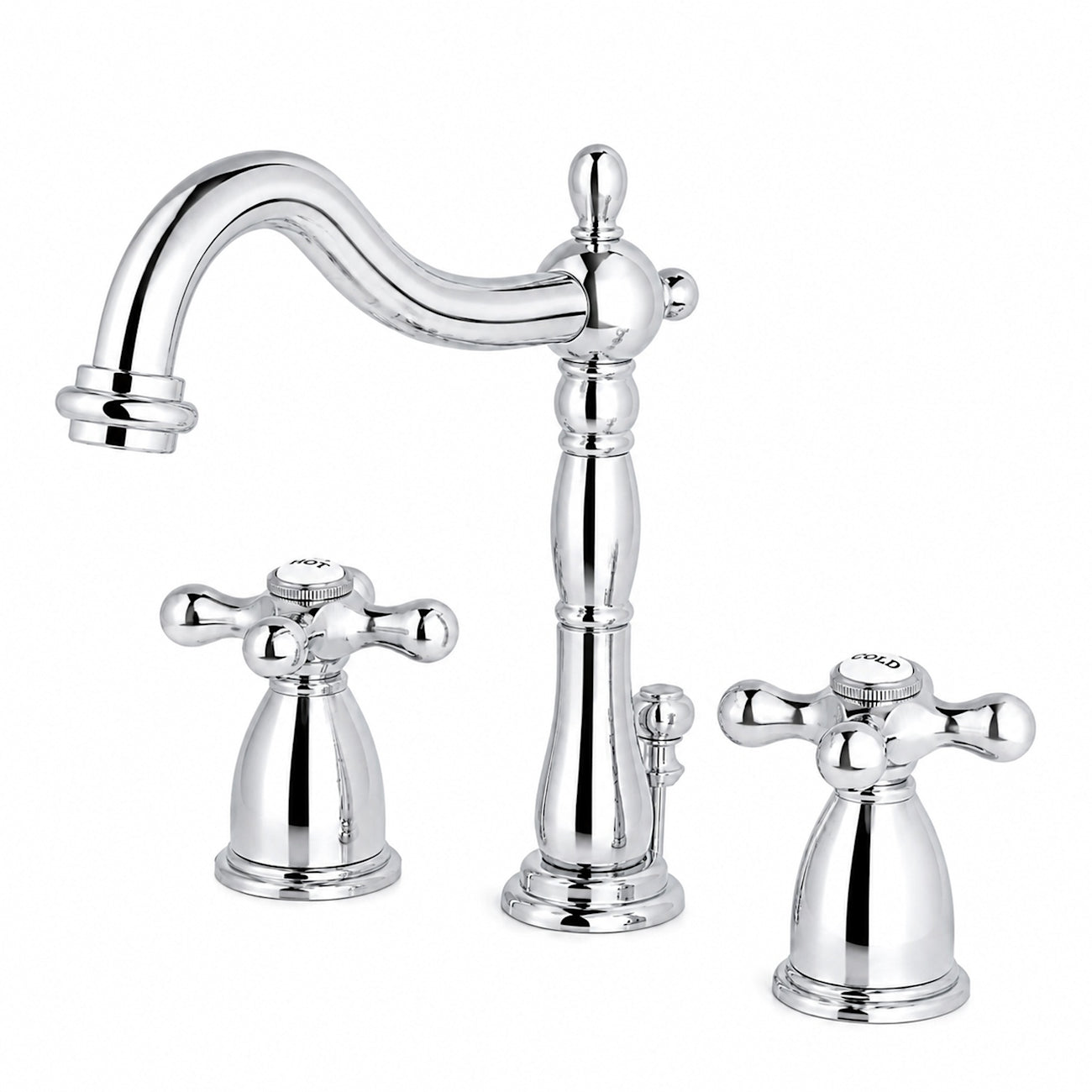 Ashford Widespread Bathroom Sink Faucet - Metal Cross Handle - Chrome | Alternative Image 01 | finish:Chrome