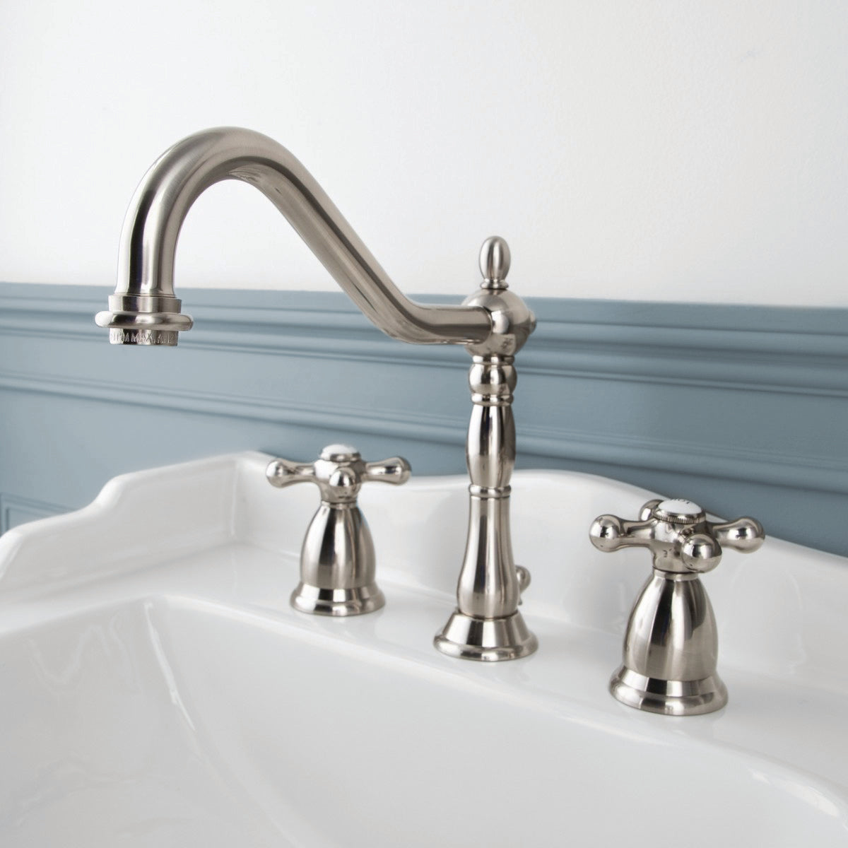 Ashford Widespread Bathroom Sink Faucet - Metal Cross Handle - Chrome | Alternative Image 02 | finish:Chrome