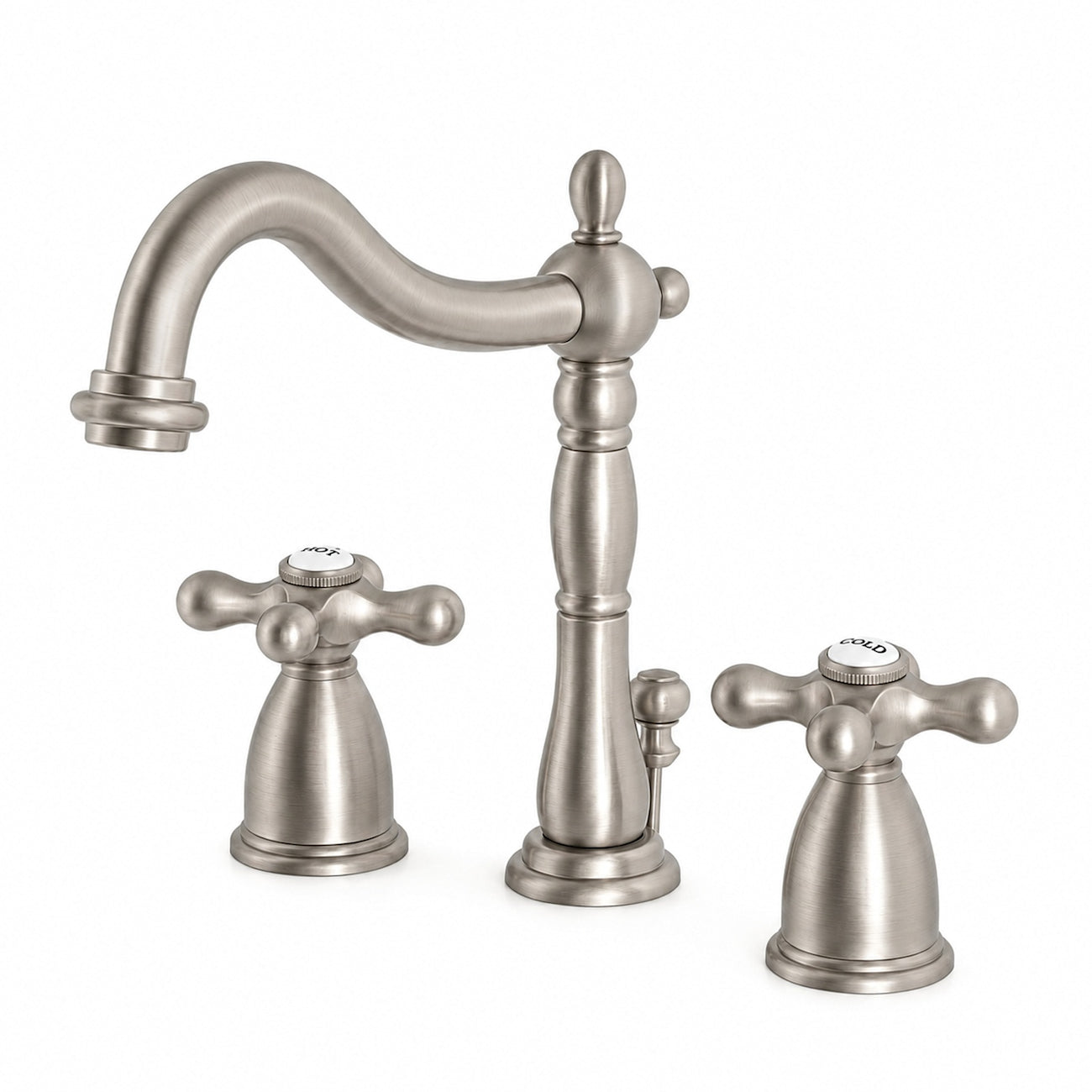 Ashford Widespread Bathroom Sink Faucet - Metal Cross Handle - Brushed Nickel | Alternative Image 01 | finish:Brushed Nickel