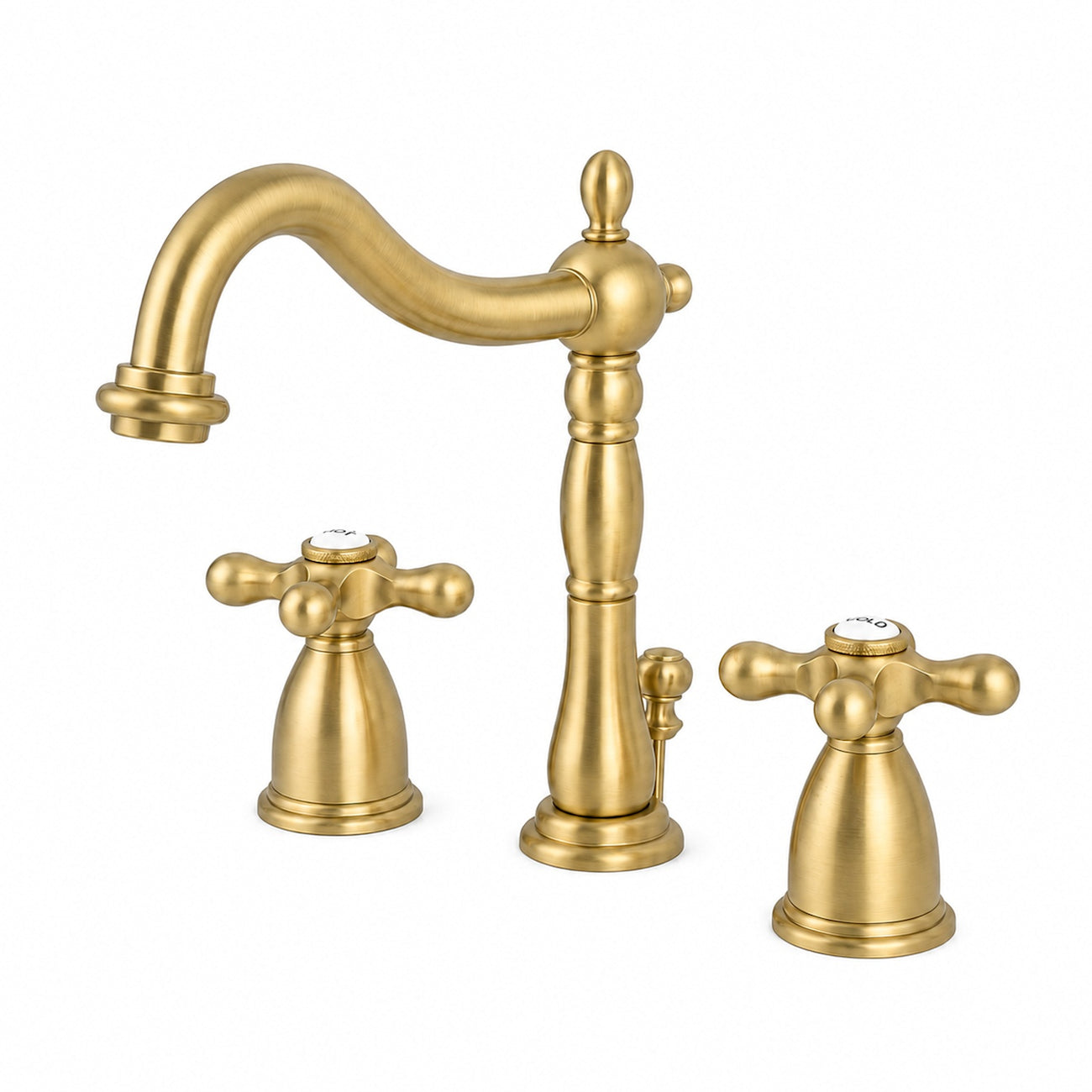 Ashford Widespread Bathroom Sink Faucet - Metal Cross Handles-Brushed Brass | Alternative Image 01 | finish:Brushed Brass