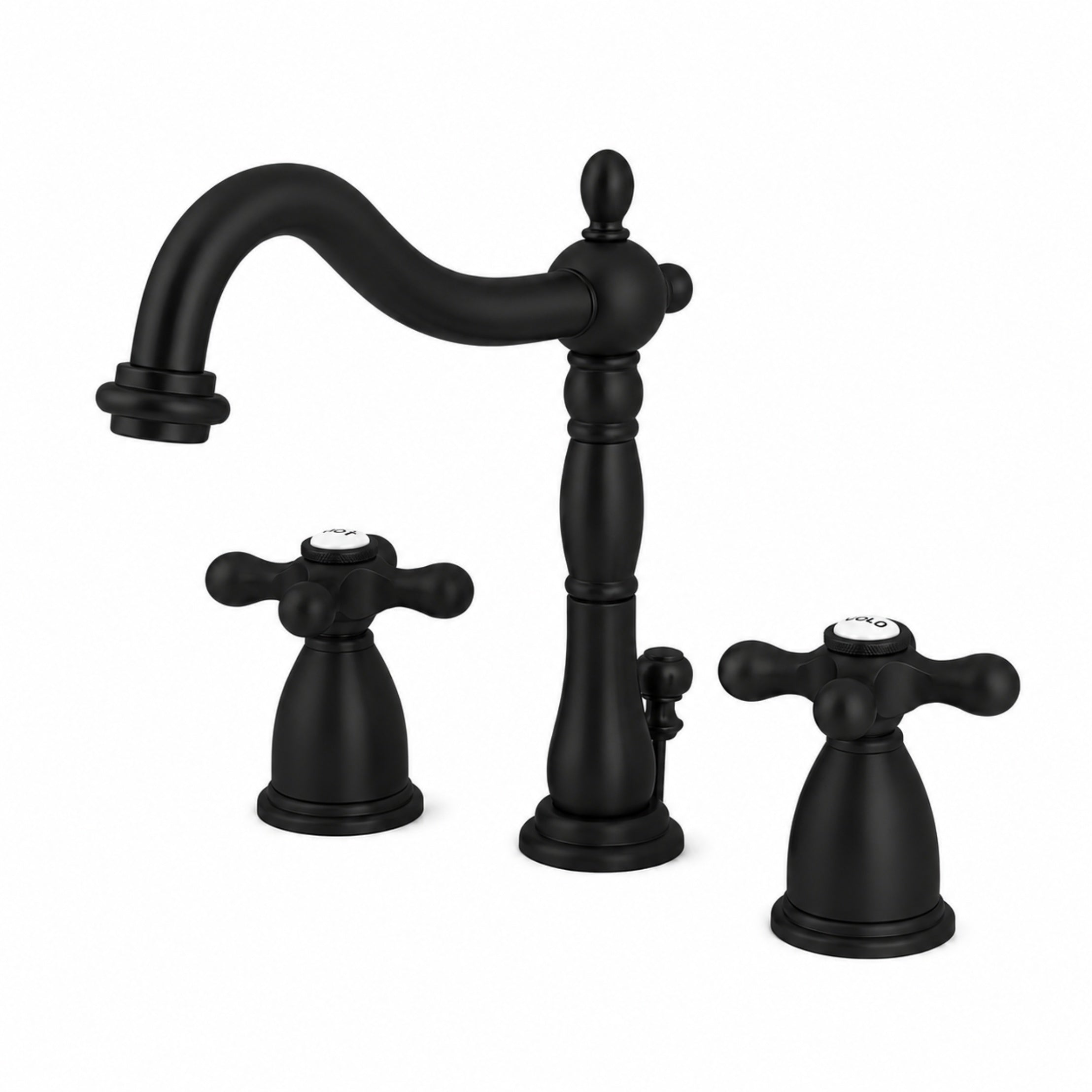 Ashford Widespread Bathroom Sink Faucet - Metal Cross Handles - Matte Black | Alternative Image 01 | finish:Matte Black