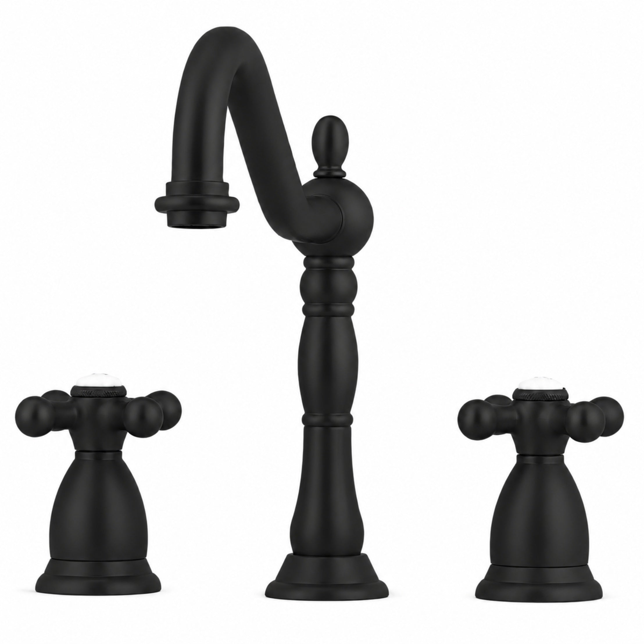 Ashford Widespread Bathroom Sink Faucet - Metal Cross Handles - Matte Black | Alternative Image 03 | finish:Matte Black