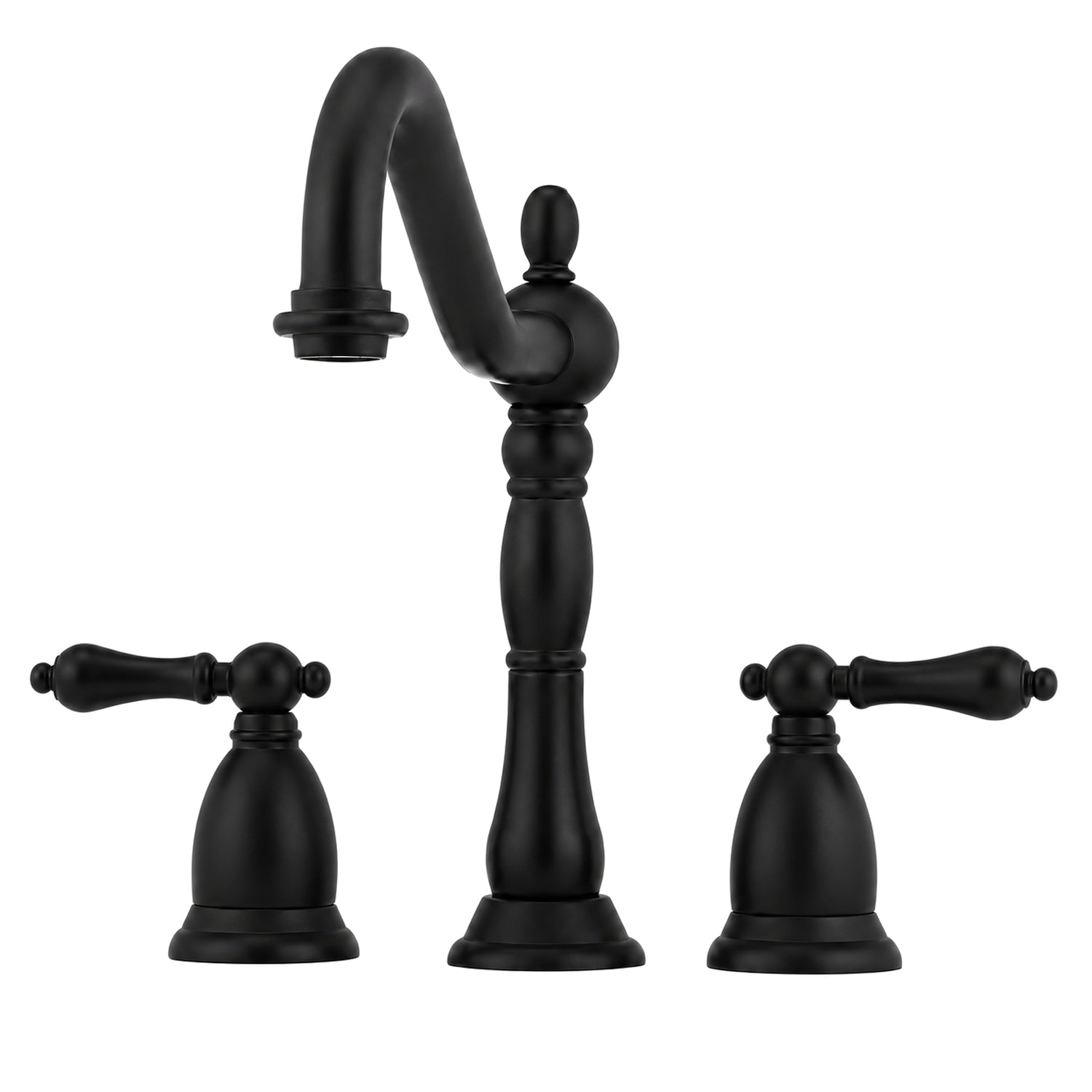 Ashford Widespread Bathroom Sink Faucet - Metal Lever Handles - Matte Black | Alternative Image 01 | finish:Matte Black