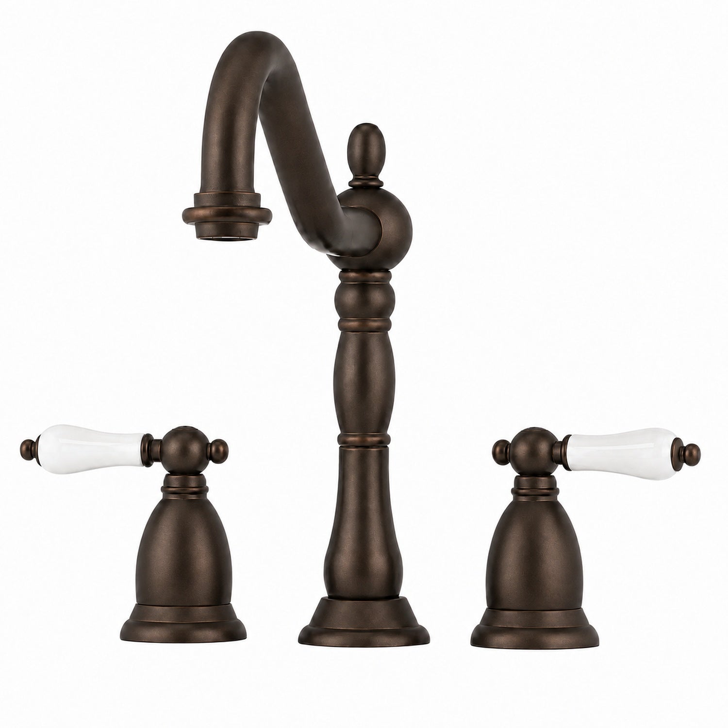 Ashford Widespread Bathroom Sink Faucet - Porcelain Lever Handle - Oil Rubbed Bronze | Alternative Image 01 | finish:Oil Rubbed Bronze