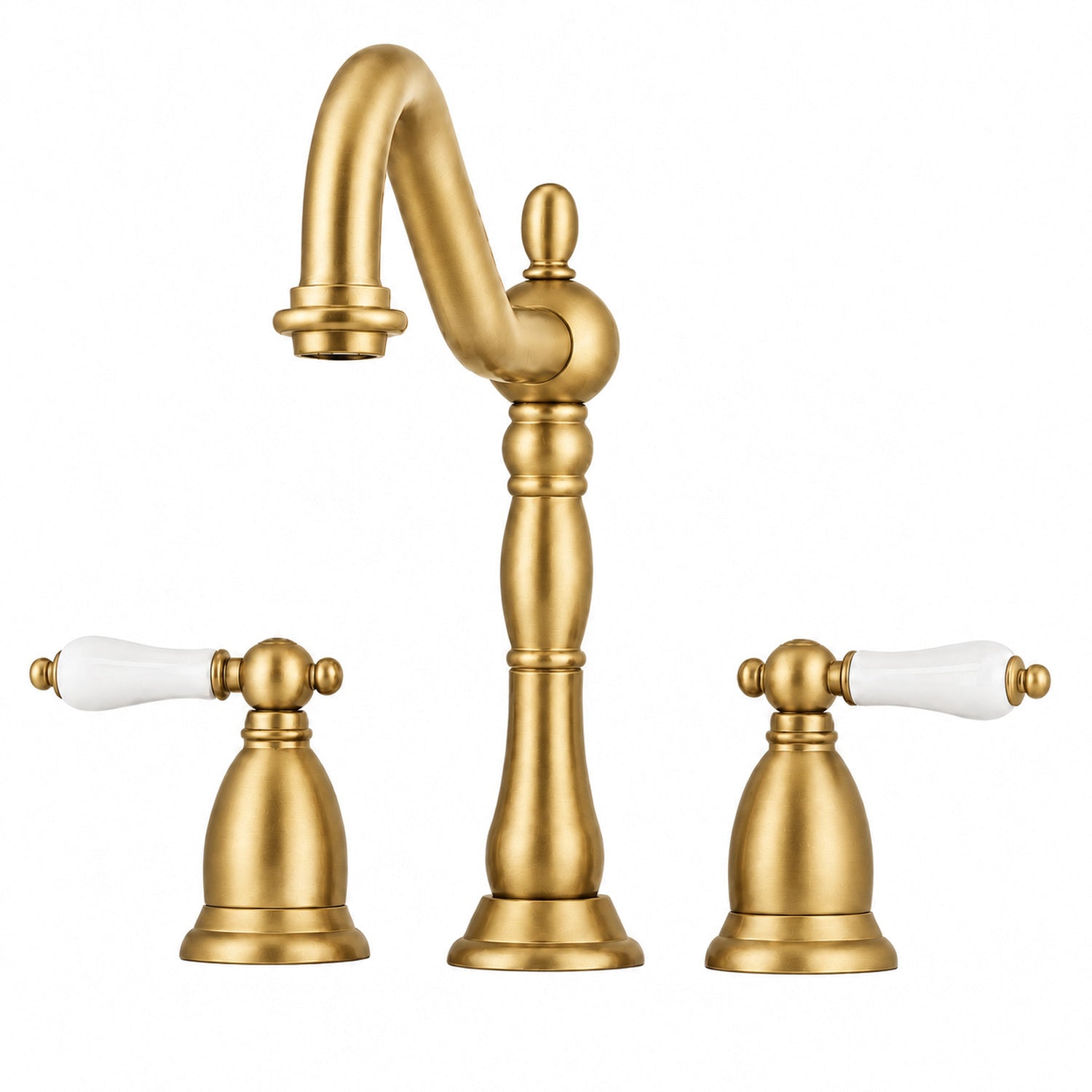 Ashford Widespread Bathroom Sink Faucet - Porcelain Lever Handles-Brushed Brass | Alternative Image 01 | finish:Brushed Brass