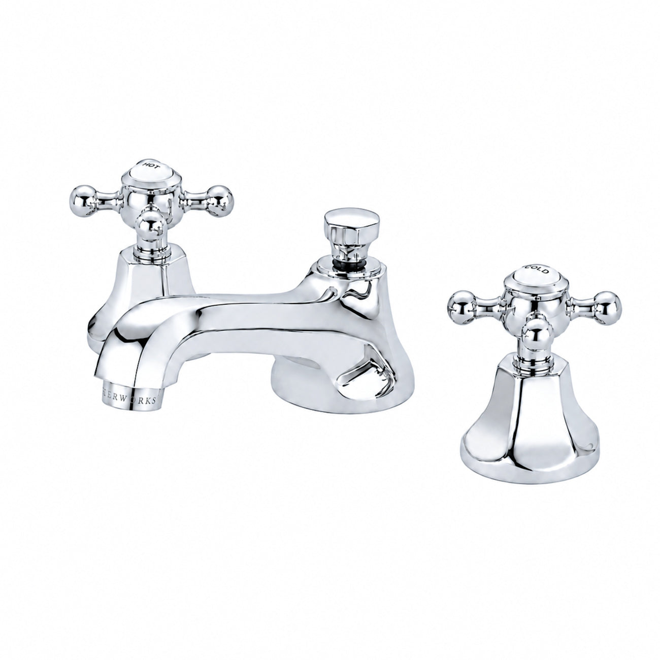 Nouveau Widespread Bathroom Sink Faucet - Metal Cross Handles - Chrome | Alternative Image 01 | finish:Chrome