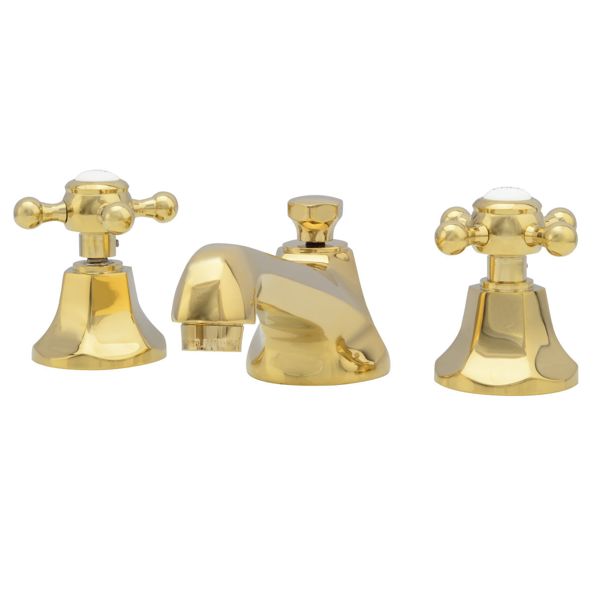 Nouveau Widespread Bathroom Sink Faucet - Metal Cross Handles - Supercoated Brass | Alternative Image 01 | finish:Polished Brass