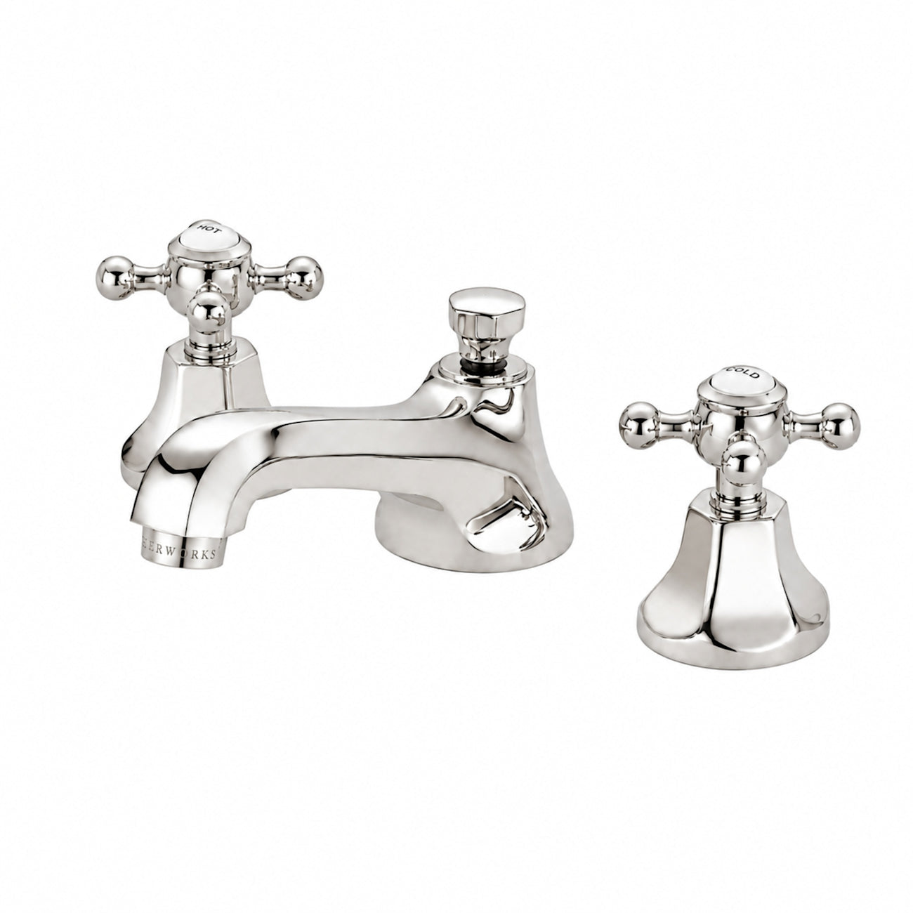 Nouveau Widespread Bathroom Sink Faucet - Metal Cross Handles - Polished Nickel | Alternative Image 01 | finish:Polished Nickel