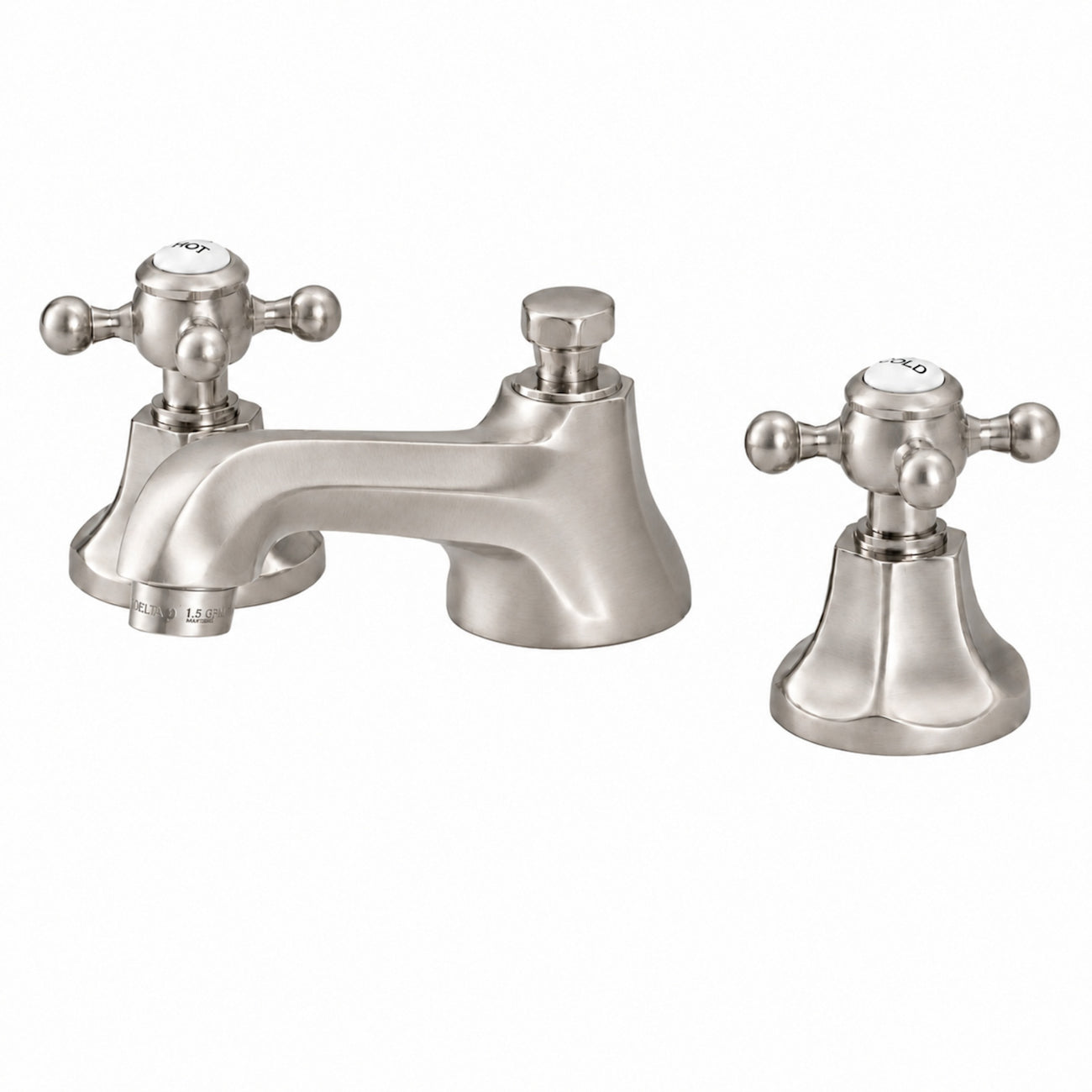 Nouveau Widespread Bathroom Sink Faucet - Metal Cross Handles - Brushed Nickel | Alternative Image 01 | finish:Brushed Nickel