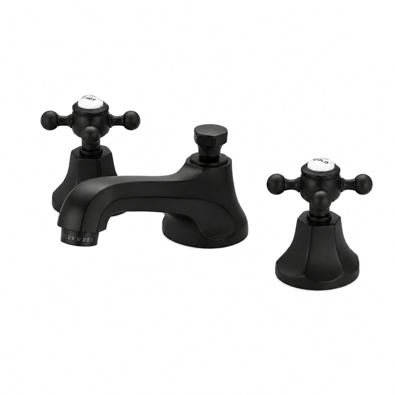 Nouveau Widespread Bathroom Sink Faucet - Metal Cross Handles - Matte Black | Alternative Image 01 | finish:Matte Black