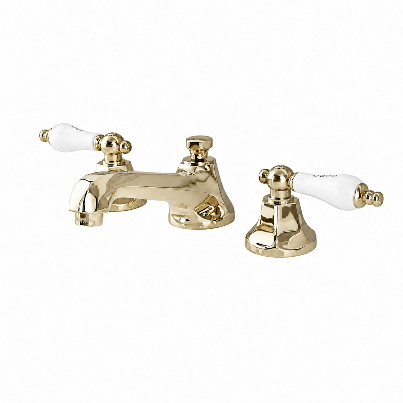 Nouveau Widespread Bathroom Sink Faucet - Porcelain Lever Handles - Polished Brass | Alternative Image 01 | finish:Polished Brass