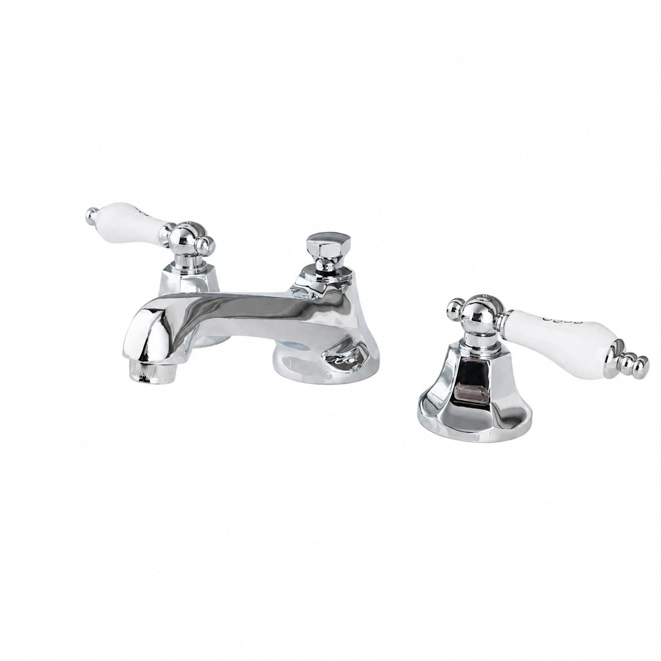 Nouveau Widespread Bathroom Sink Faucet - Porcelain Lever Handles - Polished Nickel | Alternative Image 01 | finish:Polished Nickel