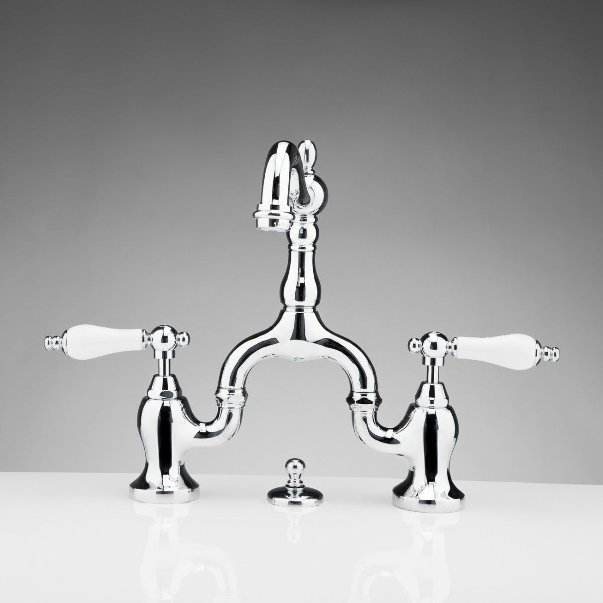 Bellmont Bridge Bathroom Sink Faucet - Porcelain Lever Handles - Chrome | Alternative Image 02 | finish:Chrome