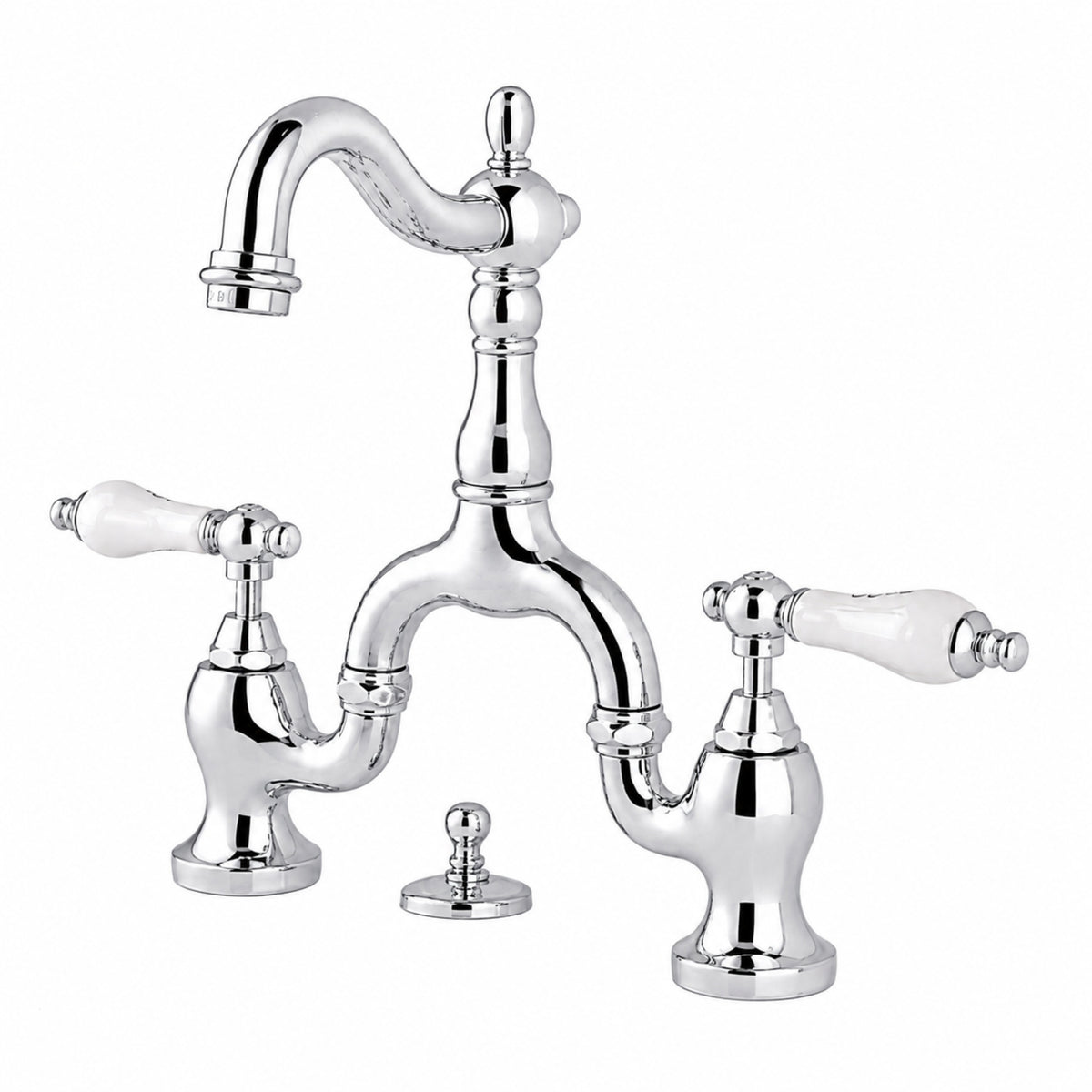 Bellmont Bridge Bathroom Sink Faucet - Porcelain Lever Handles - Chrome | Alternative Image 01 | finish:Chrome