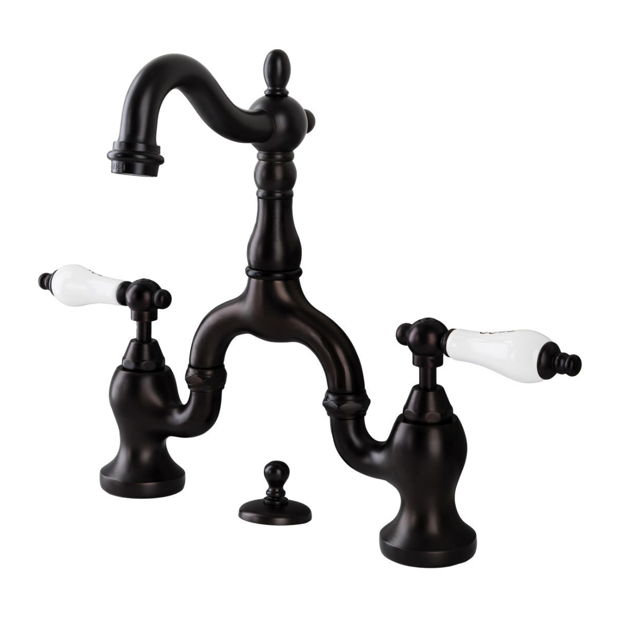 Bellmont Bridge Bathroom Sink Faucet - Porcelain Lever Handles - Oil Rubbed Bronze | Alternative Image 01 | finish:Oil Rubbed Bronze