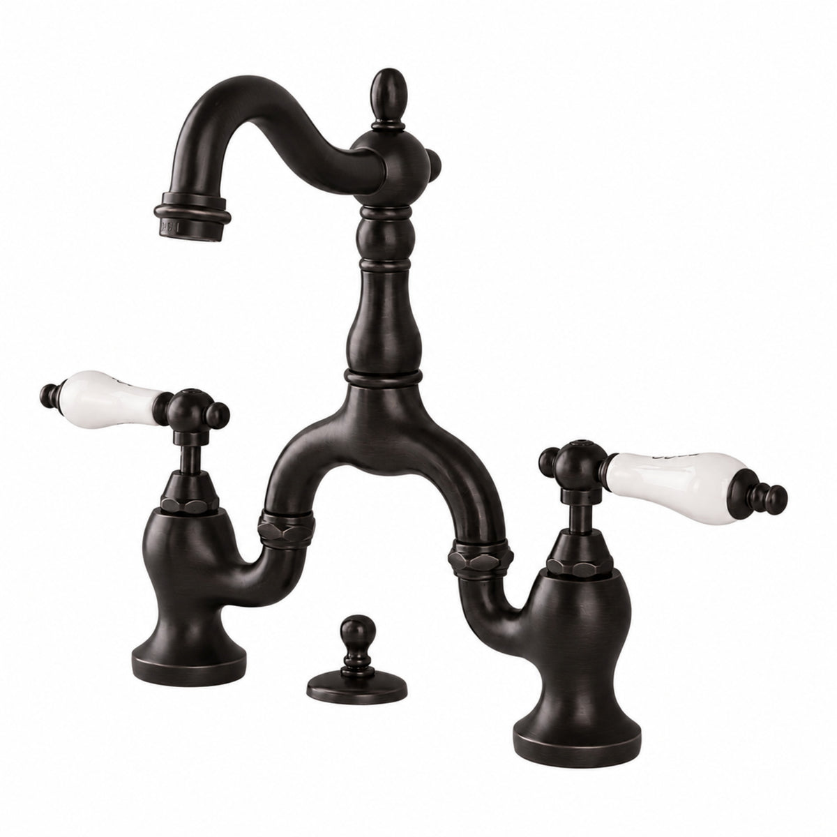 Bellmont Bridge Bathroom Sink Faucet - Porcelain Lever Handles - Oil Rubbed Bronze | Alternative Image 01 | finish:Oil Rubbed Bronze