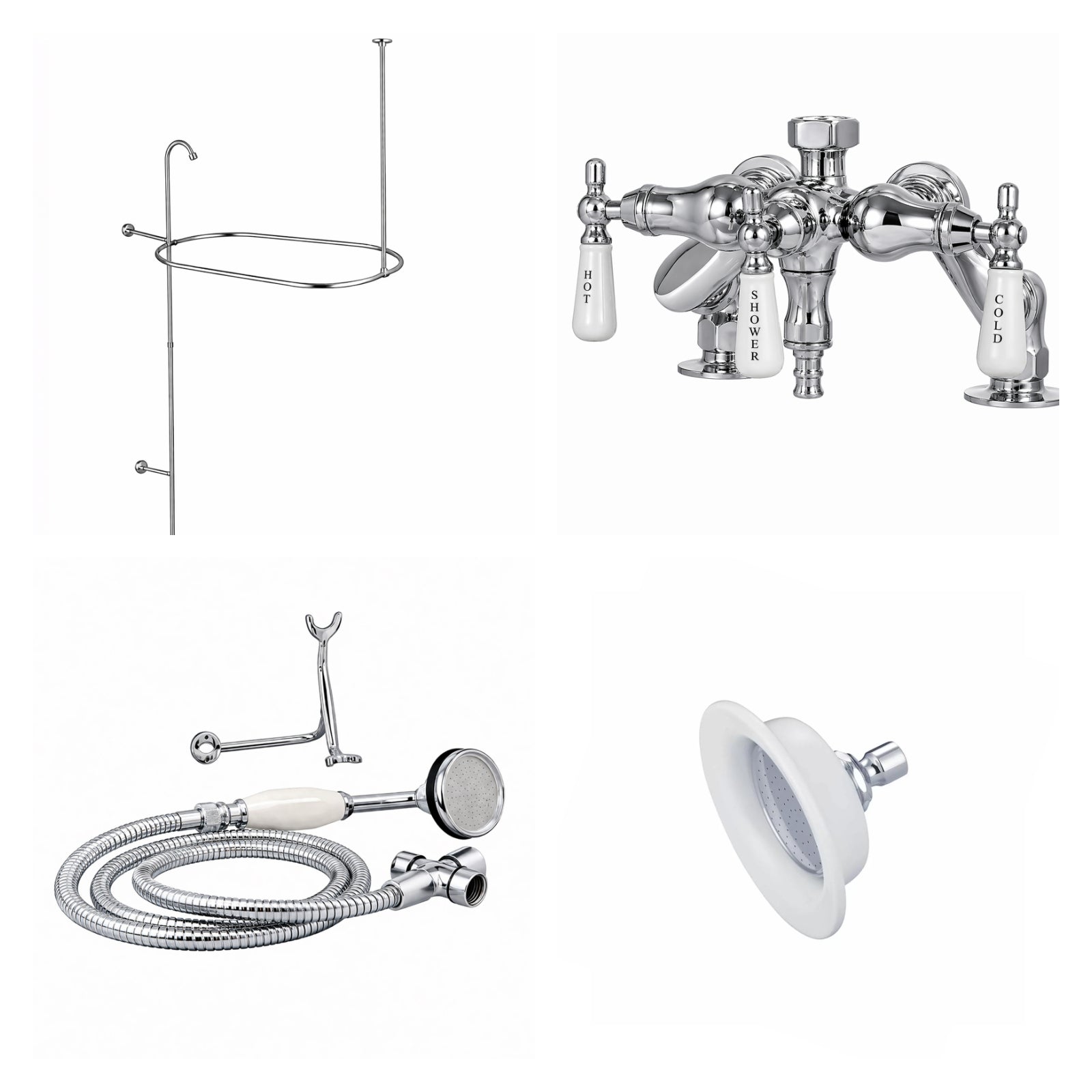 Deck Mount Shower Kit with Down Spout Faucet | Alternative Image 01 | finish:Chrome | shower head:Sunflower