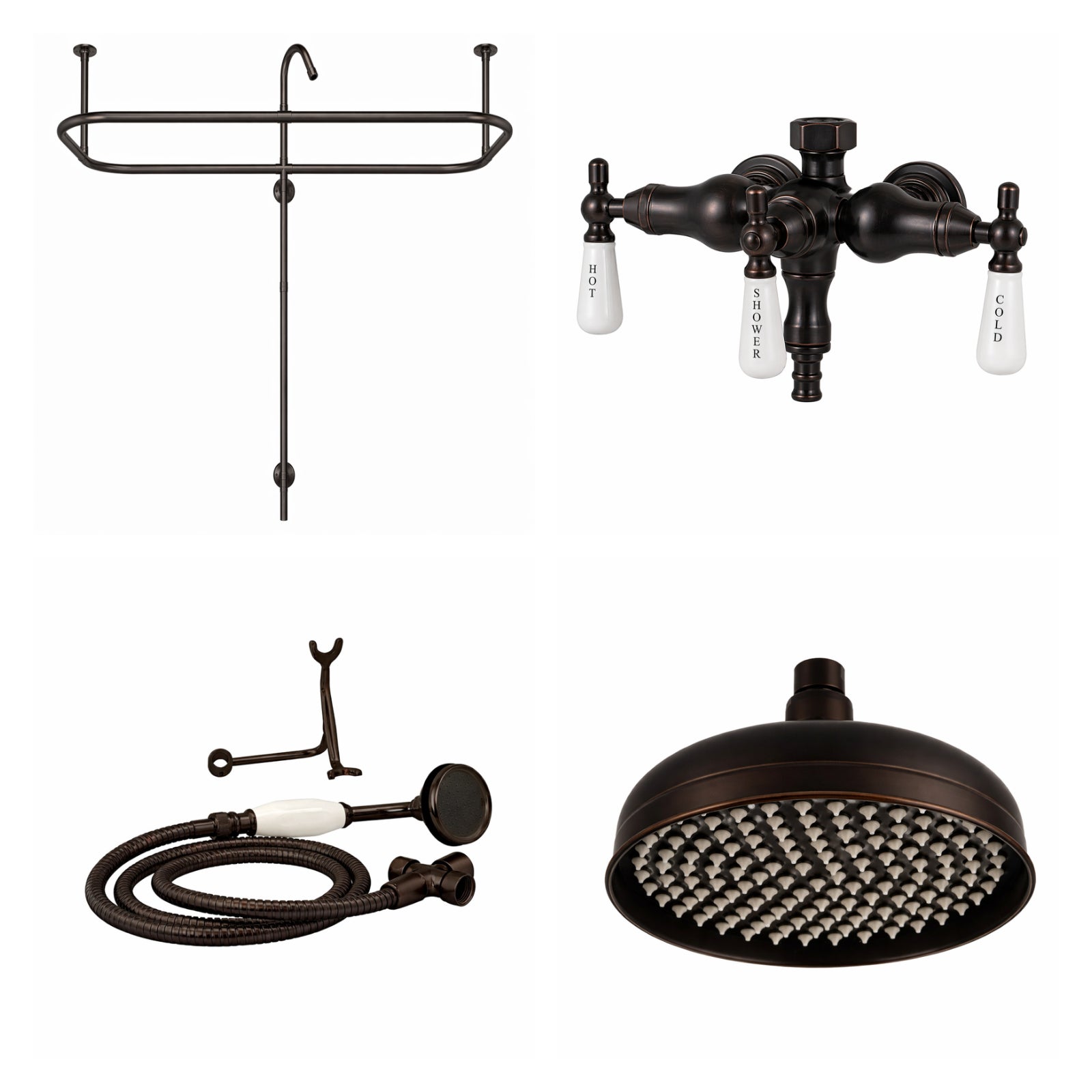 Side Deck Mount Shower Kit with Down Spout Faucet | Alternative Image 01 | finish:Oil Rubbed Bronze | shower head:Rain