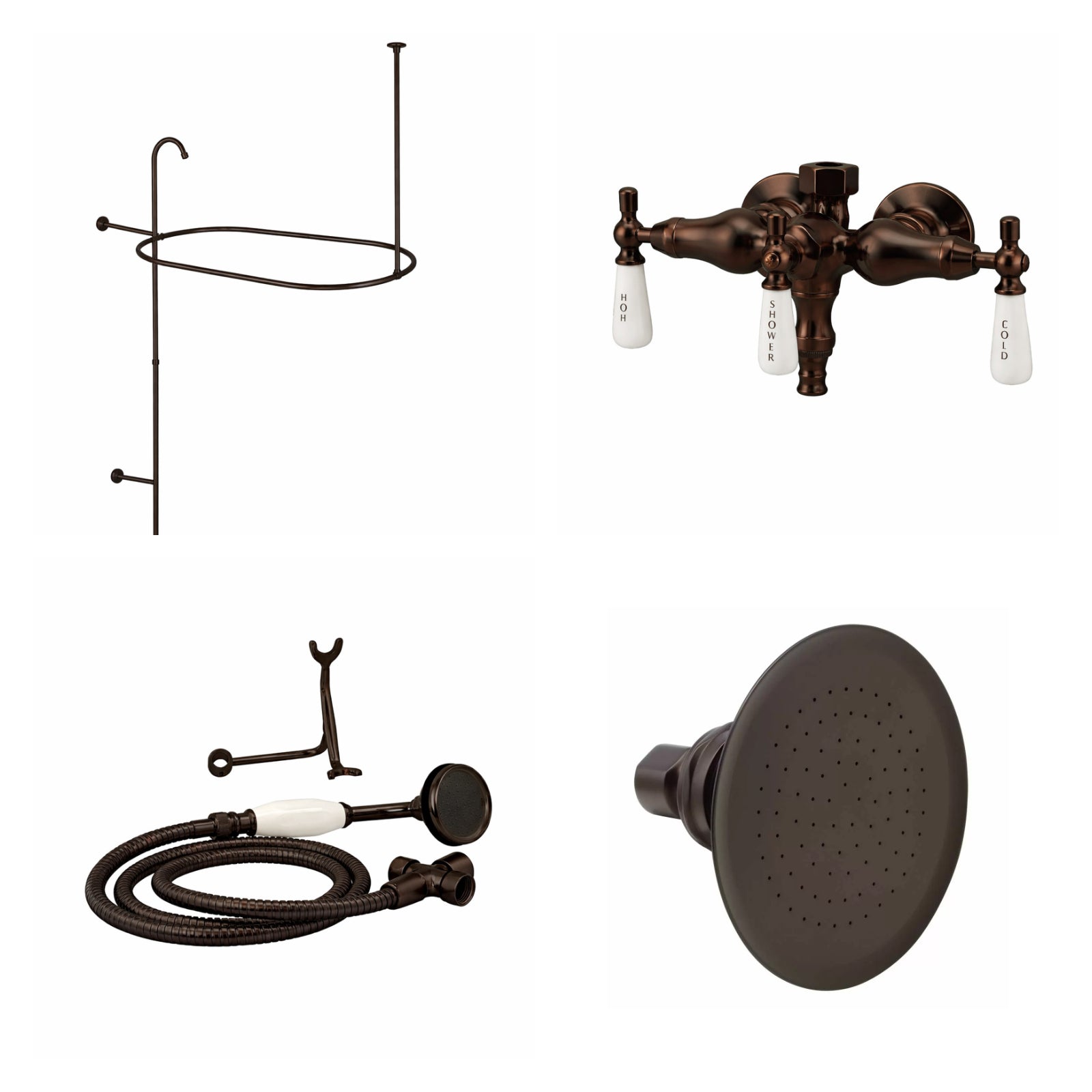 Tub Wall Mount Shower Kit with Down Spout Faucet | Alternative Image 01 | finish:Oil Rubbed Bronze | shower head:Watering Can