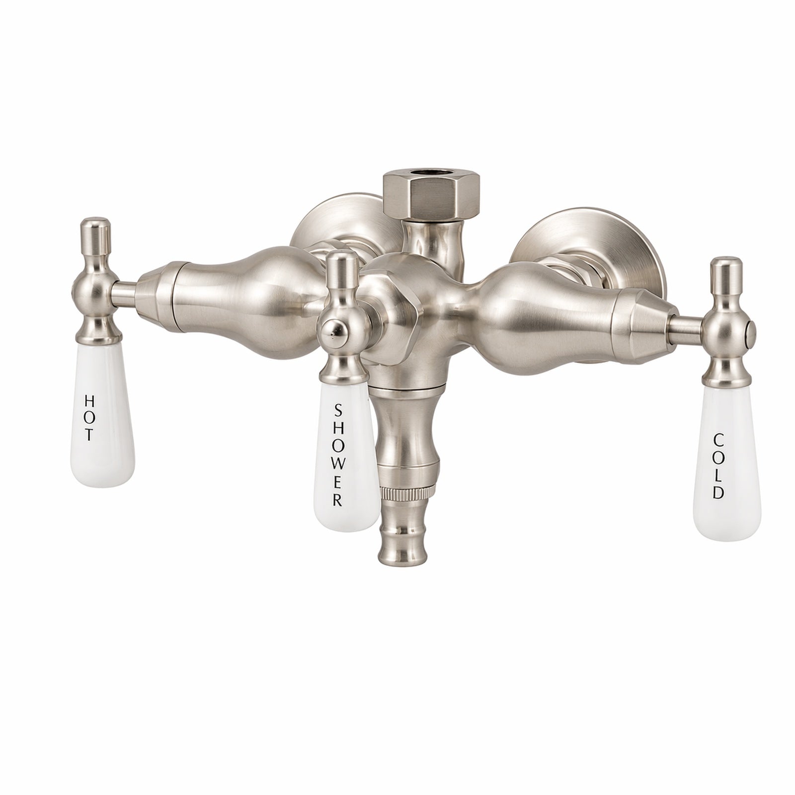 Tub Wall Mount Shower Kit with Down Spout Faucet | Alternative Image 03 | finish:Brushed Nickel | shower head:Sunflower