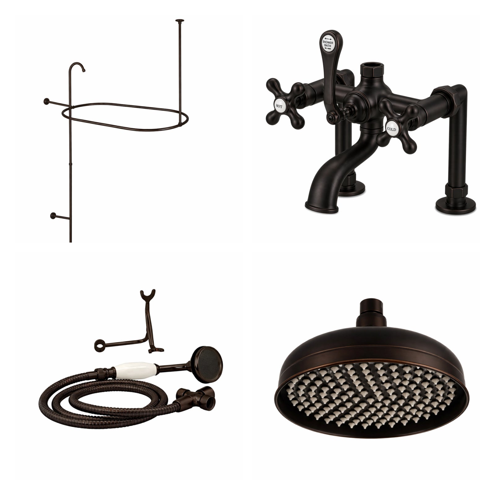 Deck Mount Shower Kit with Classic Spout Faucet | Alternative Image 01 | finish:Oil Rubbed Bronze | shower head:Rain