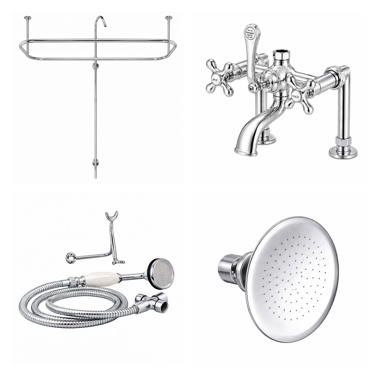 Side Deck Mount Shower Kit with Classic Spout Faucet | Alternative Image 01 | finish:Chrome | shower head:Watering Can