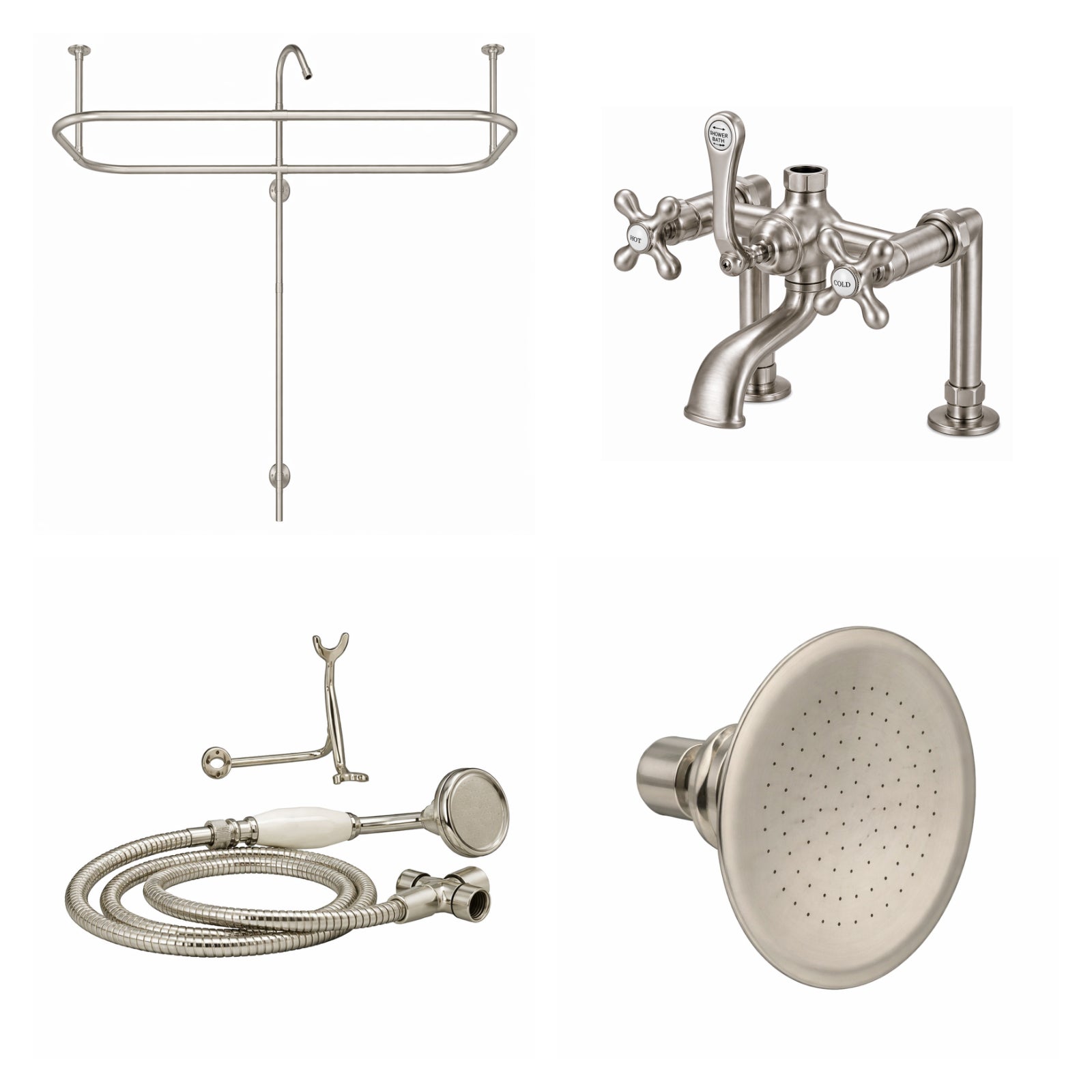 Side Deck Mount Shower Kit with Classic Spout Faucet | Alternative Image 01 | finish:Brushed Nickel | shower head:Watering Can