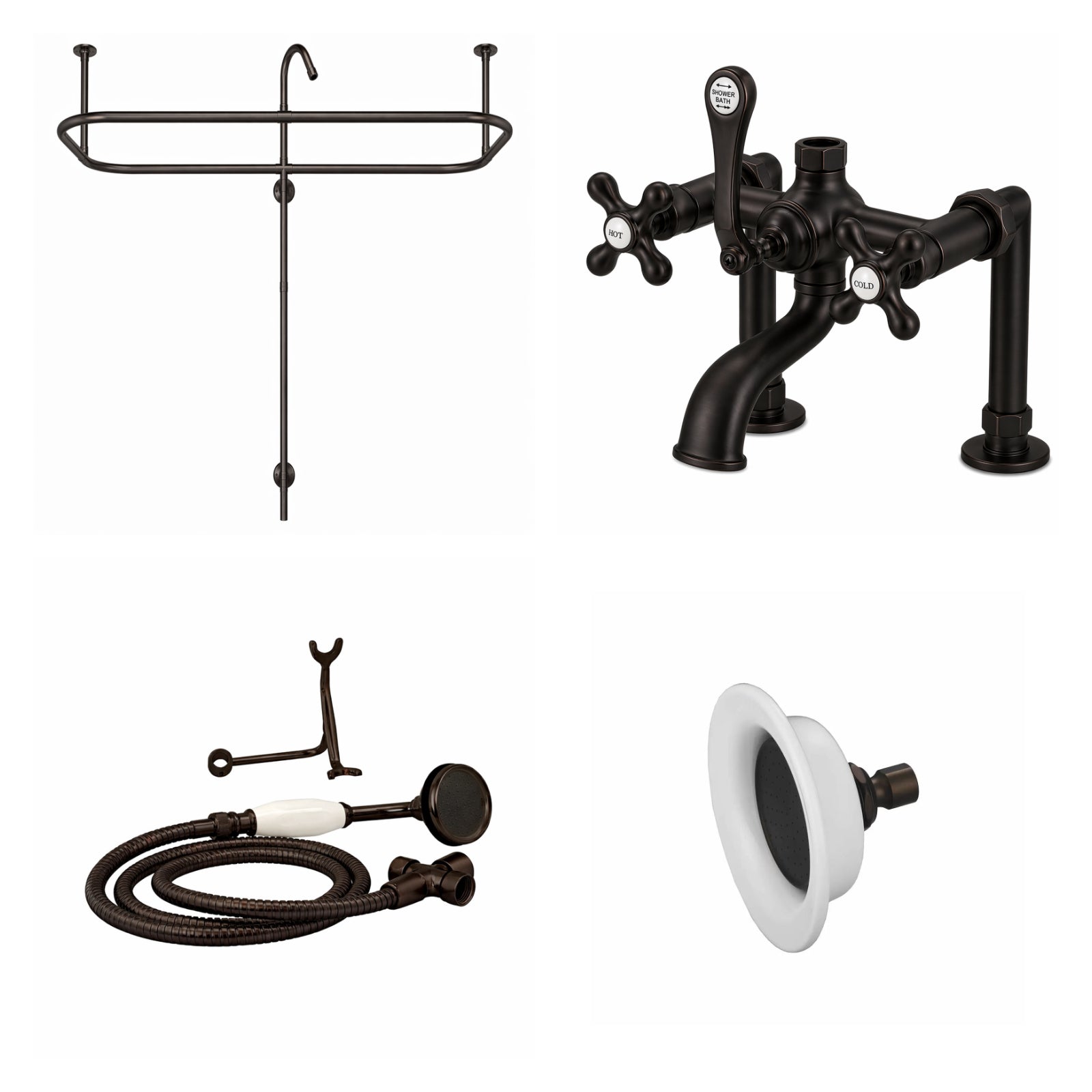 Side Deck Mount Shower Kit with Classic Spout Faucet | Alternative Image 01 | finish:Oil Rubbed Bronze | shower head:Sunflower