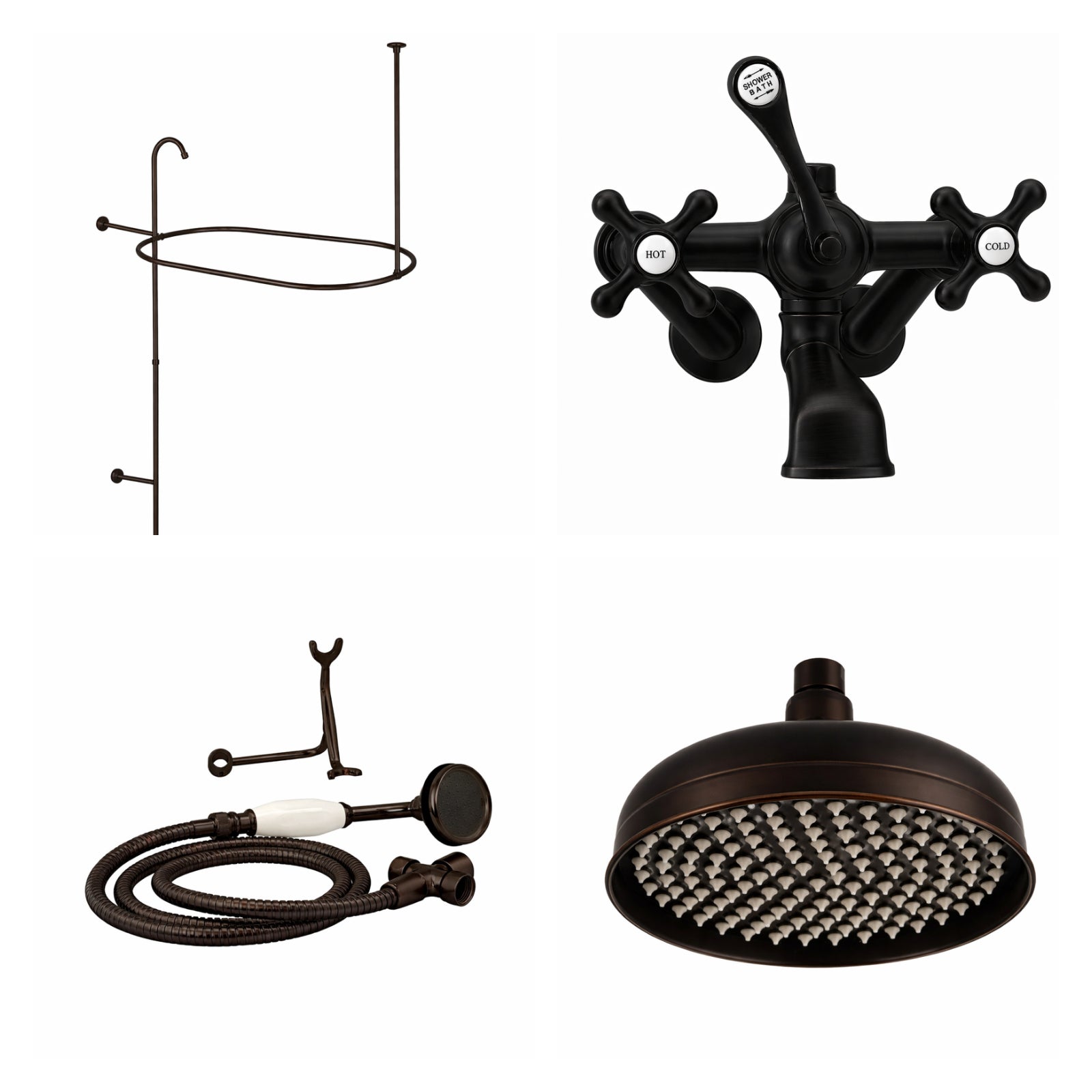 Tub Wall Mount Shower Kit with Classic Spout Faucet | Alternative Image 01 | finish:Oil Rubbed Bronze | shower head:Rain