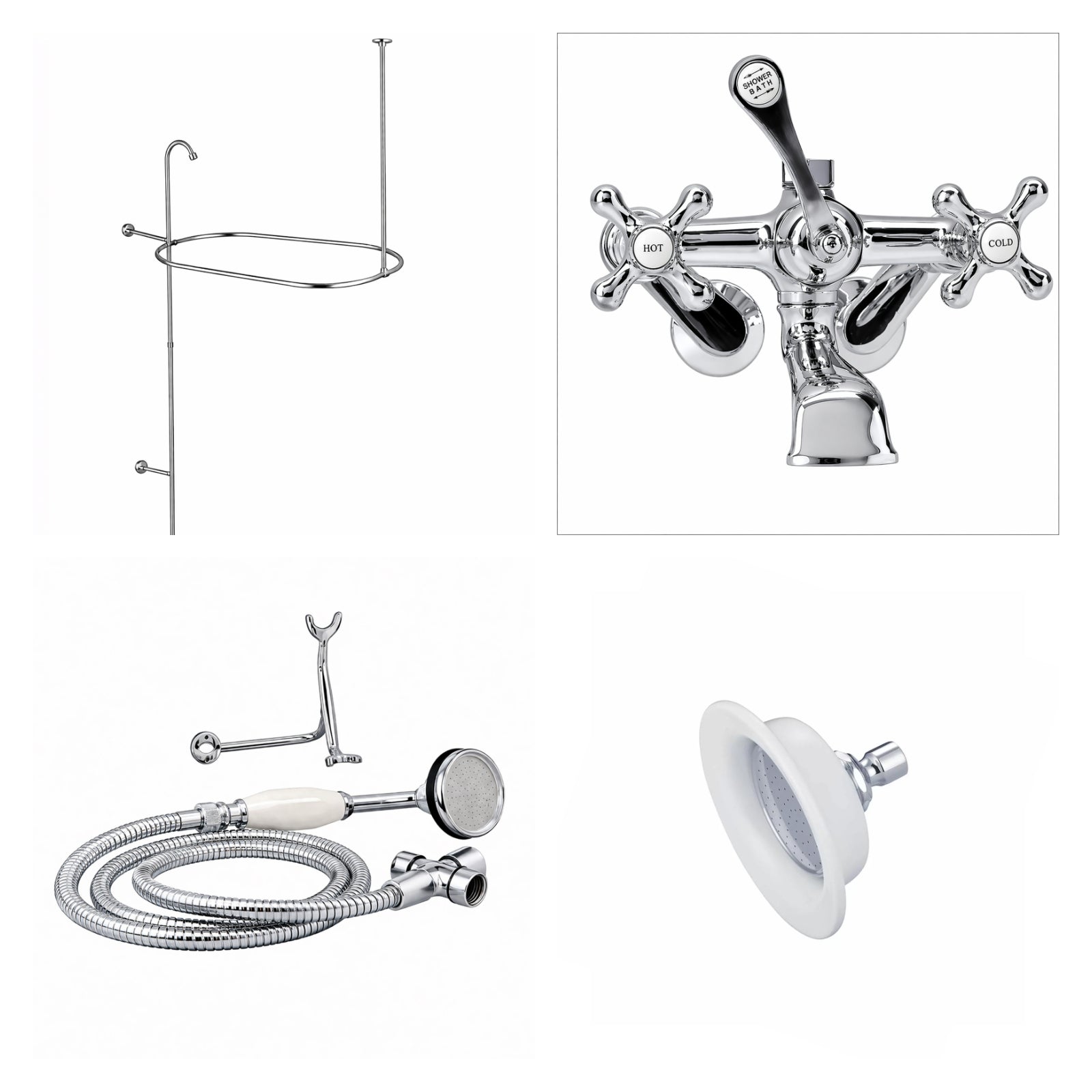 Tub Wall Mount Shower Kit with Classic Spout Faucet | Alternative Image 01 | finish:Chrome | shower head:Sunflower