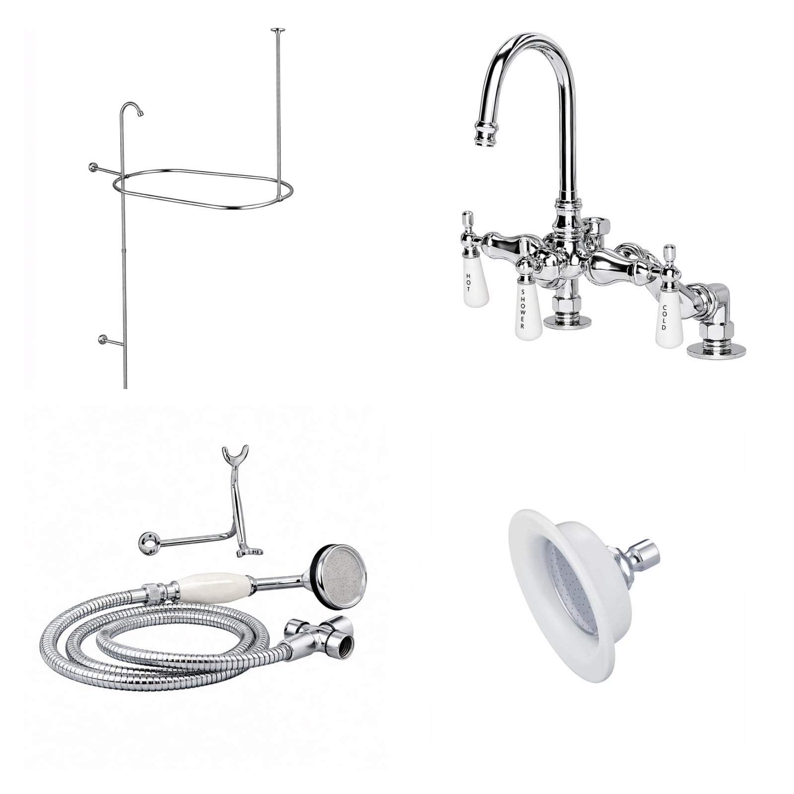 Deck Mount Shower Kit with Gooseneck Faucet | Alternative Image 01 | finish:Chrome | shower head:Sunflower