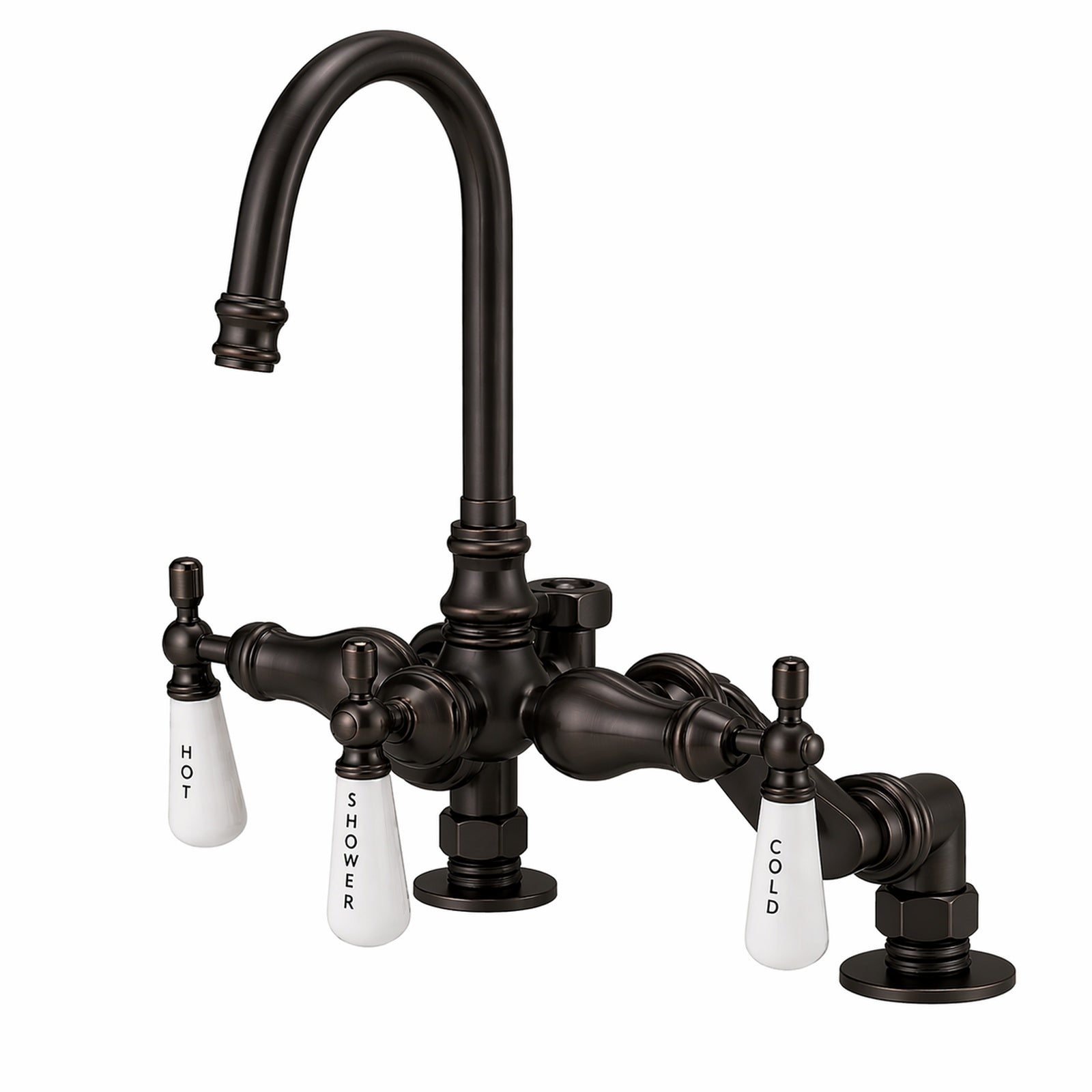 Side Deck Mount Shower Kit with Gooseneck Faucet | Alternative Image 03 | finish:Oil Rubbed Bronze | shower head:Watering Can