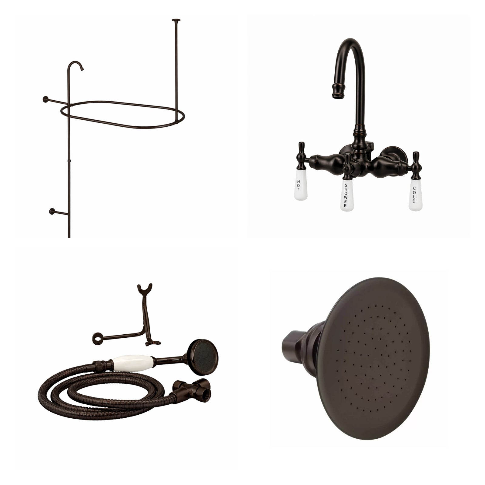 Tub Wall Mount Shower Kit with Gooseneck Faucet | Alternative Image 01 | finish:Oil Rubbed Bronze | shower head:Watering Can