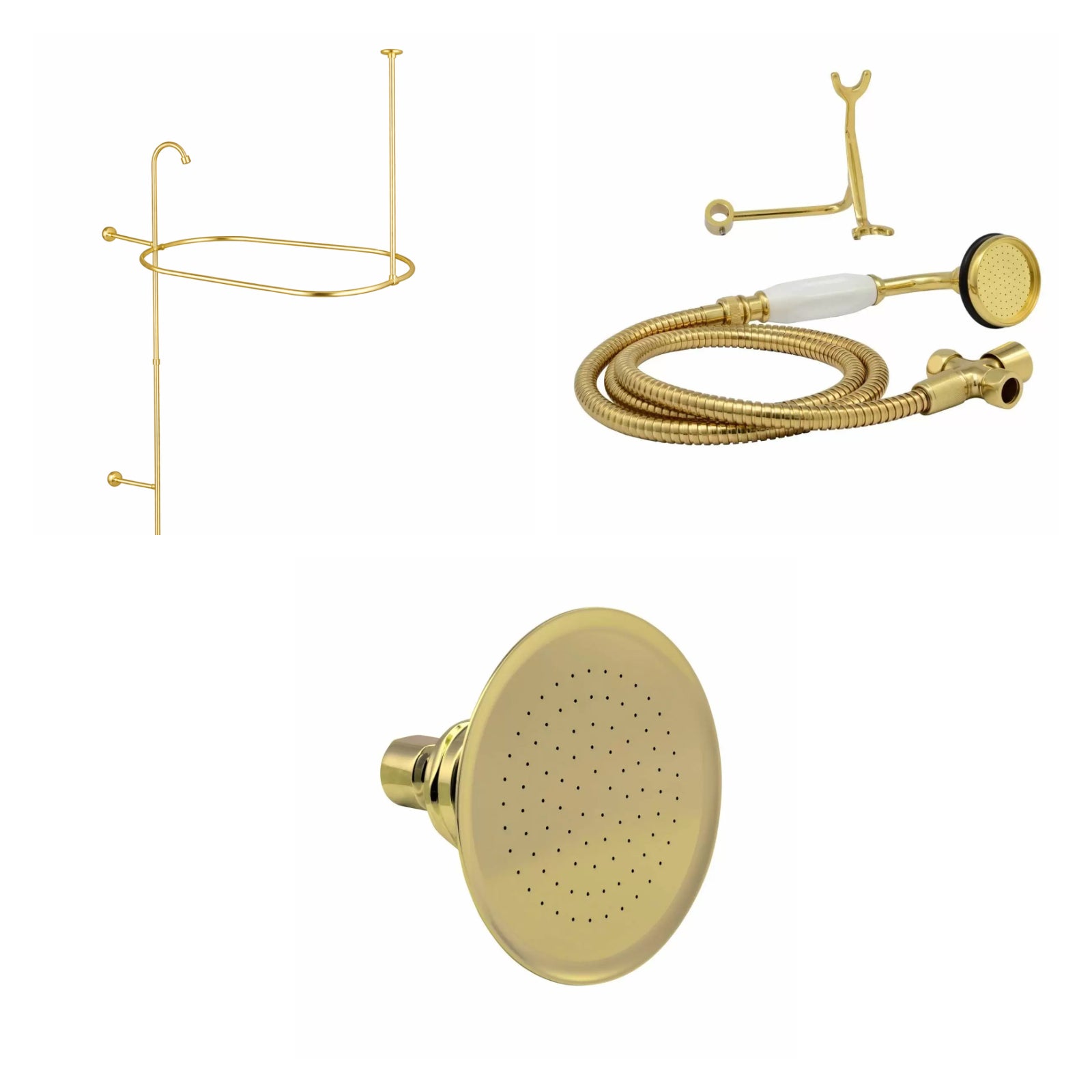 Clawfoot Tub Side Mount Shower Conversion Kit - Supercoated Brass | Alternative Image 01 | size:54 | shower head:Watering Can | finish:Polished Brass