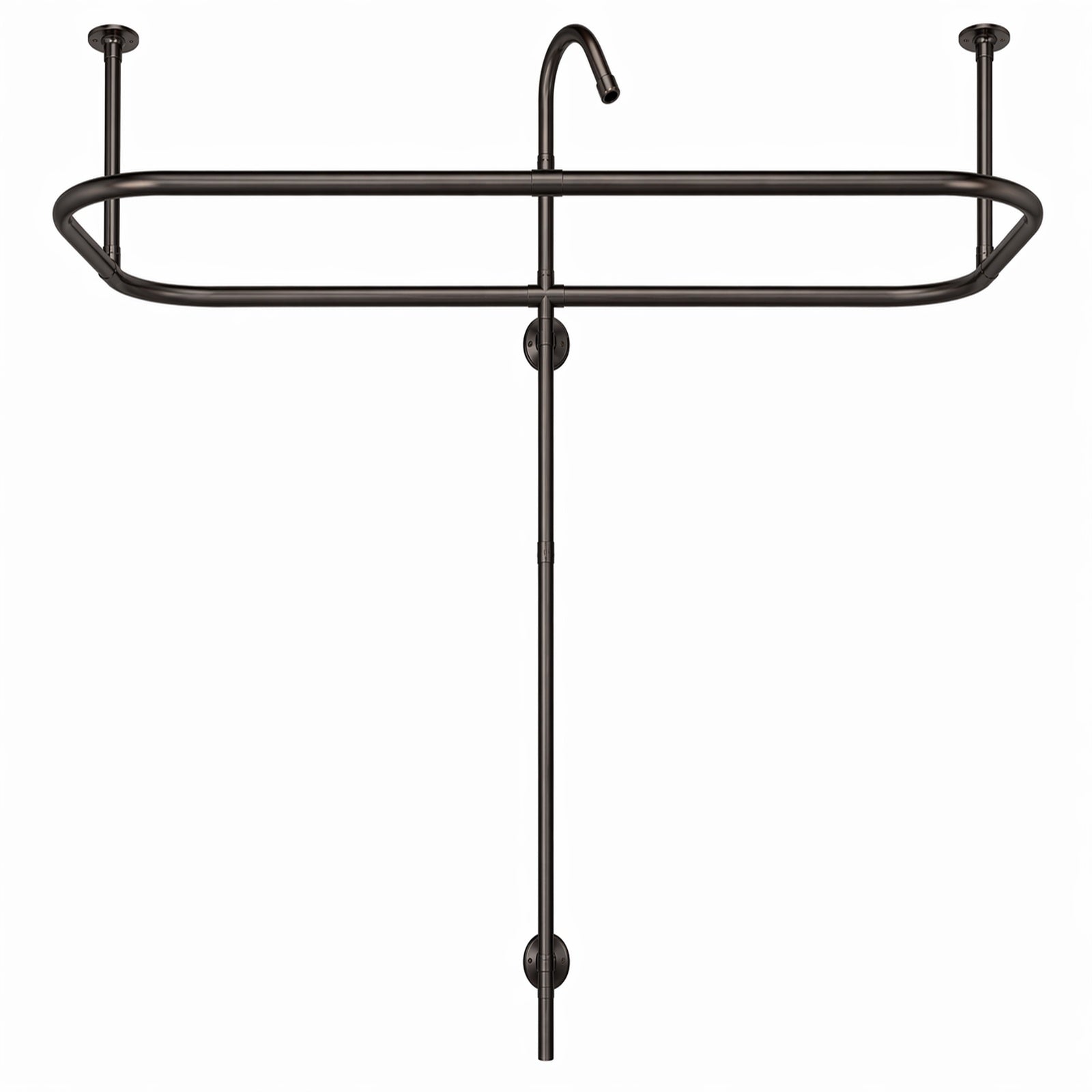 Clawfoot Tub Side Mount Shower Conversion Kit - Oil Rubbed Bronze | Alternative Image 02 | size:54 | shower head:Rain | finish:Oil Rubbed Bronze