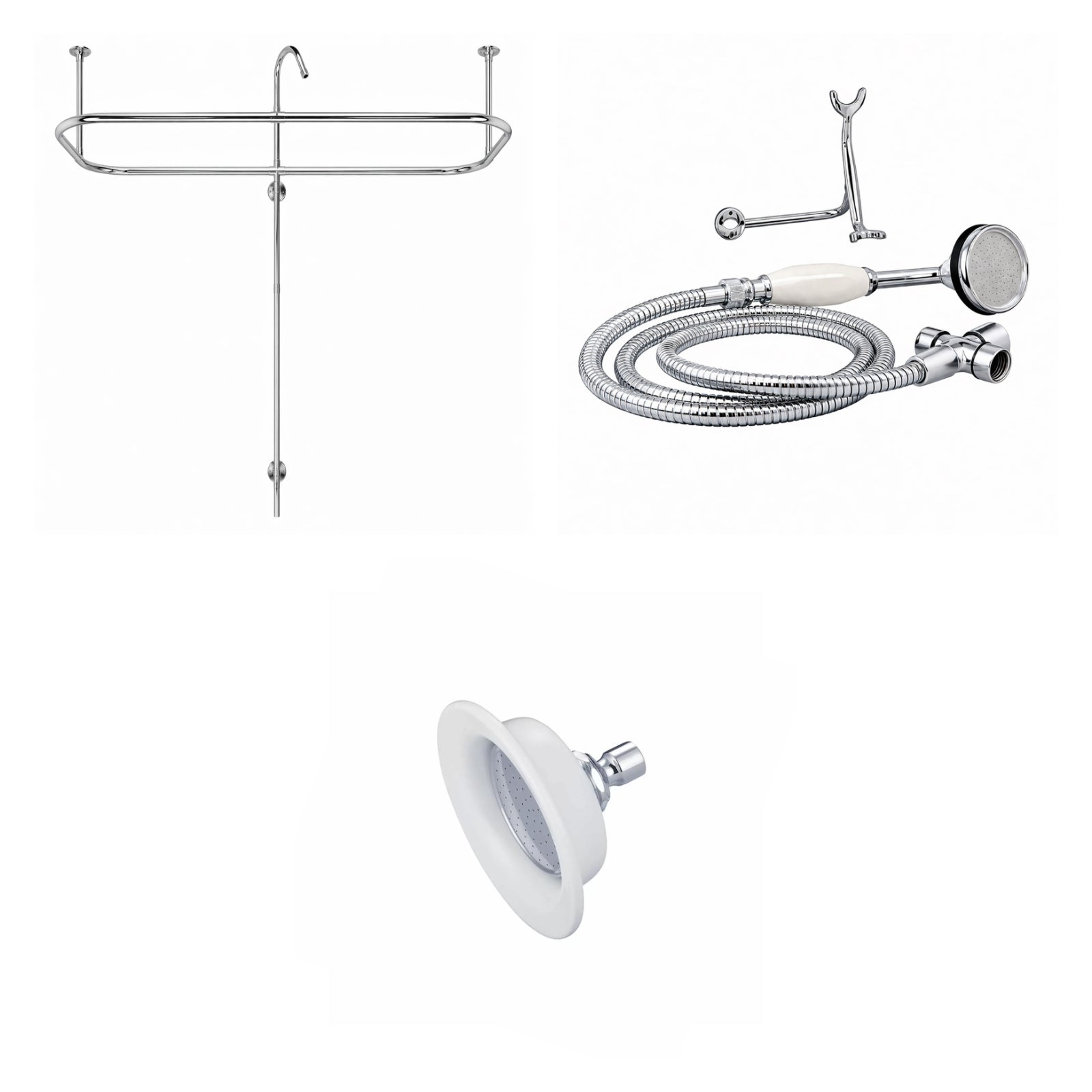 Clawfoot Tub Side Mount Shower Conversion Kit - Chrome | Alternative Image 01 | size:54 | shower head:Sunflower | finish:Chrome