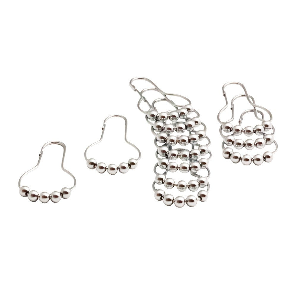Rollerball Shower Curtain Rings - Chrome | Alternative Image 01 | finish:Chrome