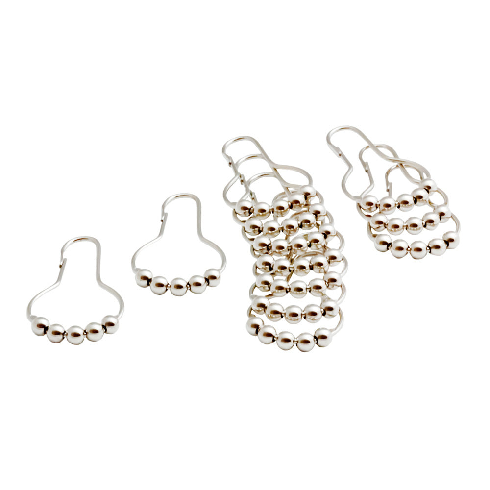 Rollerball Shower Curtain Rings - Polished Nickel | Alternative Image 01 | finish:Polished Nickel