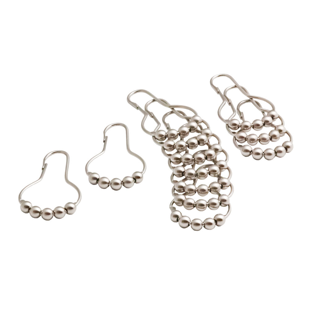 Rollerball Shower Curtain Rings - Brushed Nickel | Alternative Image 01 | finish:Brushed Nickel