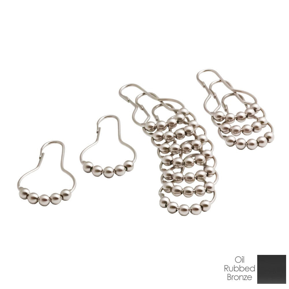 Rollerball Shower Curtain Rings - Oil Rubbed Bronze | Alternative Image 01 | finish:Oil Rubbed Bronze