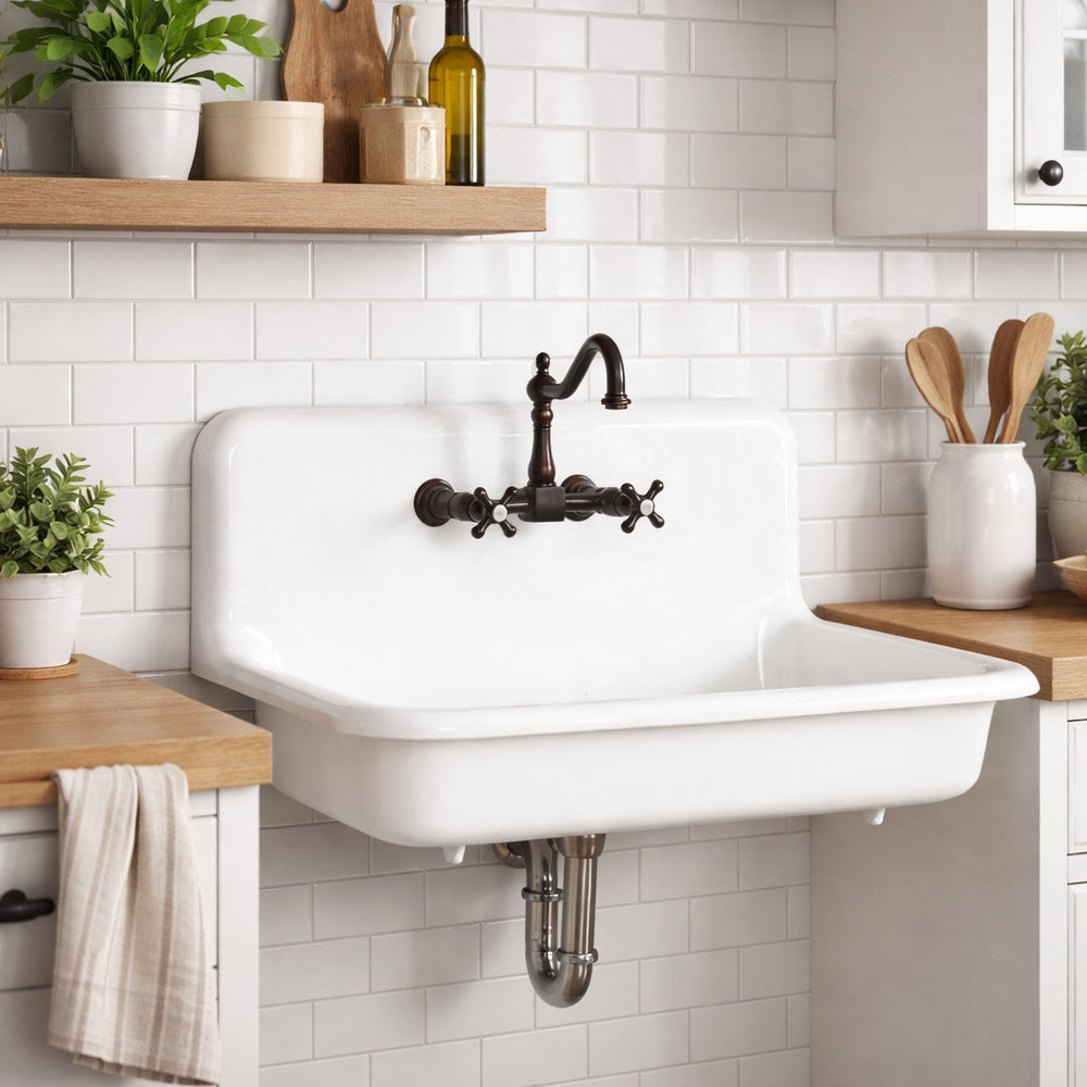 36" Cast Iron High Back Sink | Alternative Image 01