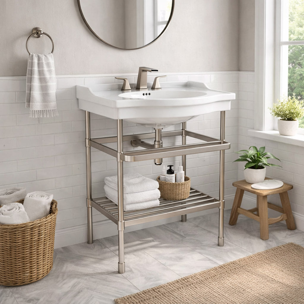30 INCH BATHROOM CONSOLE SINK | Alternative Image 01 | finish:Brushed Nickel