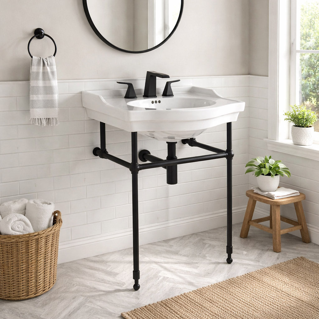 25 Inch Bathroom Console Sink | Alternative Image 01 | finish:Matte Black