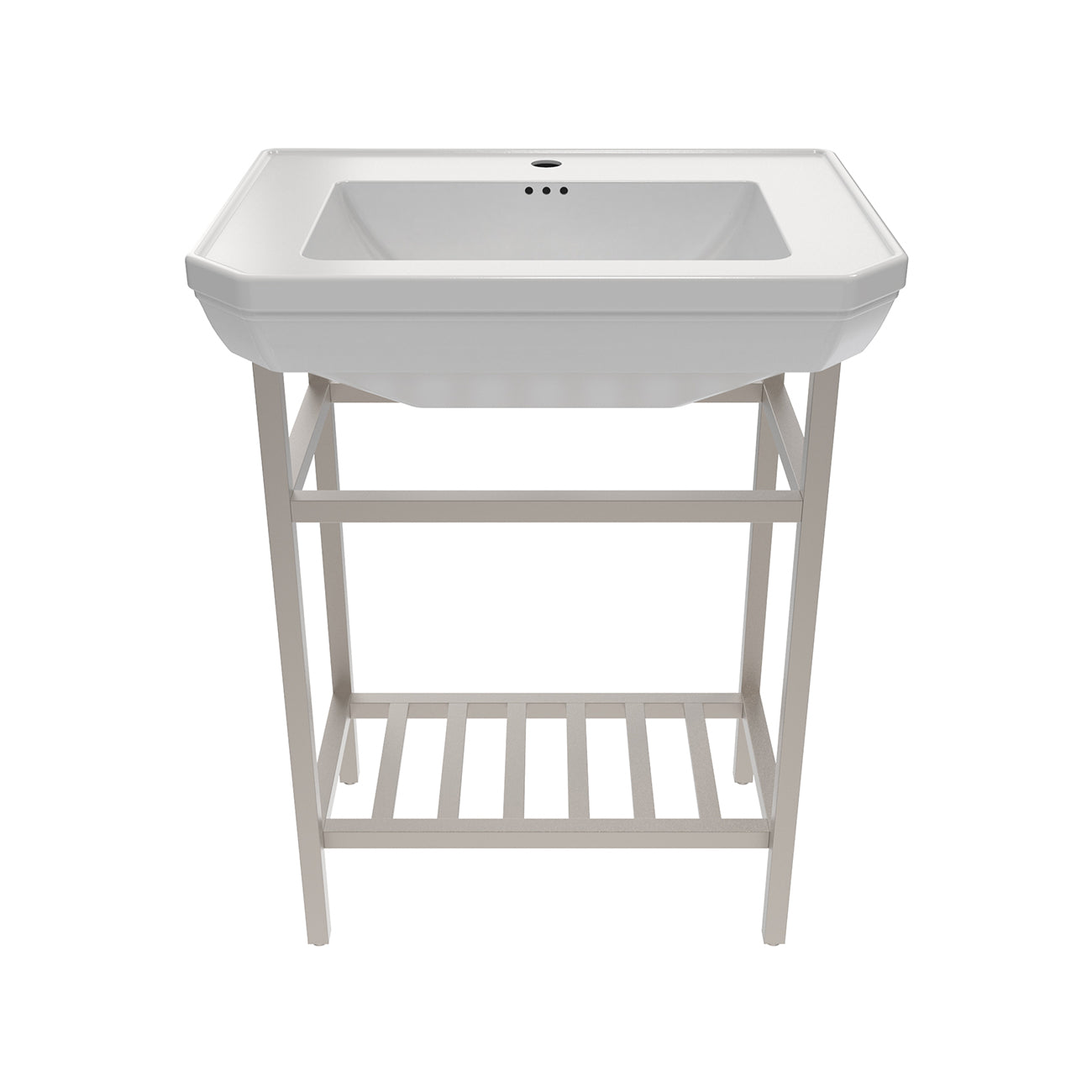 27 Inch Console Bathroom Sink | Alternative Image 02 | finish:Brushed Nickel | faucet centers:Single Hole