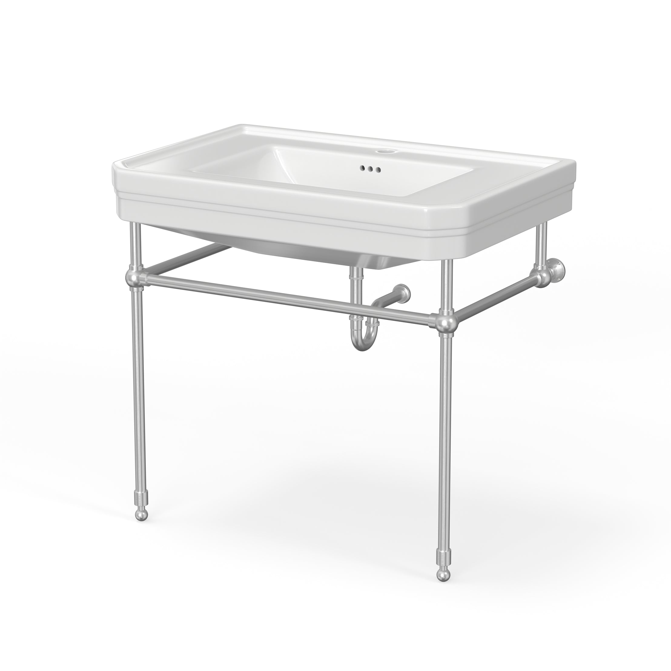 32 Inch Console Bathroom Sink | Alternative Image 03 | finish:Brushed Nickel | faucet centers:Single Hole