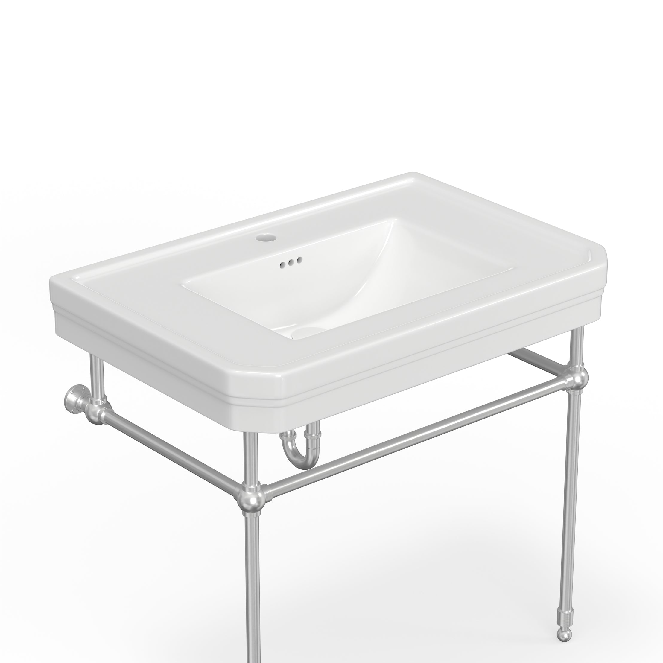 32 Inch Console Bathroom Sink | Alternative Image 05 | finish:Brushed Nickel | faucet centers:Single Hole