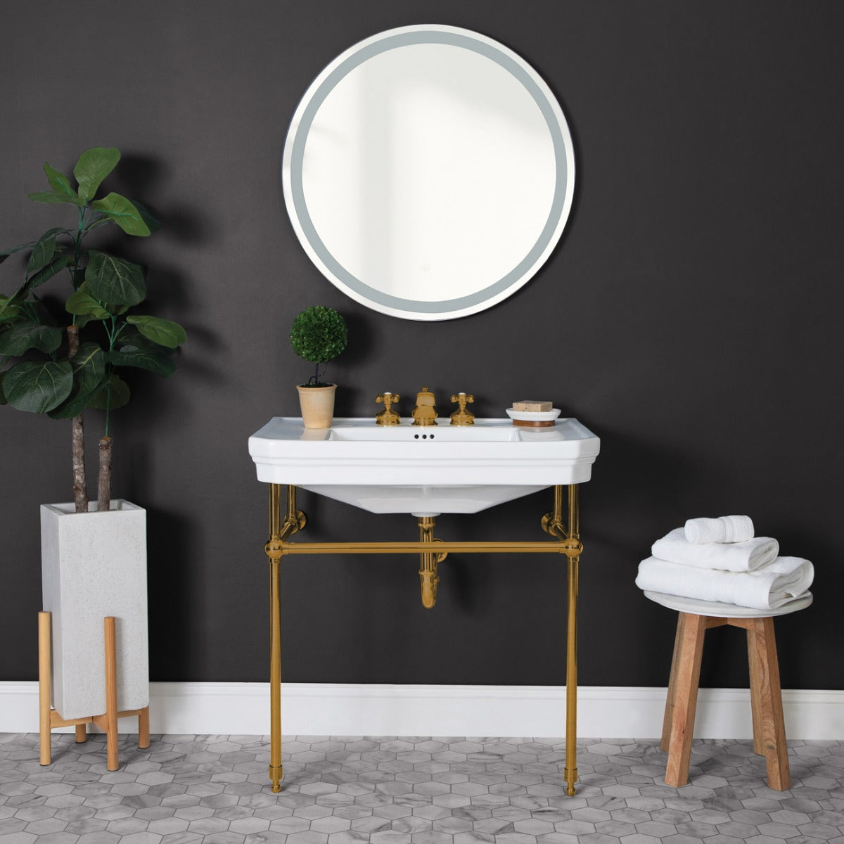 32 Inch Console Bathroom Sink | Alternative Image 08 | finish:Brushed Nickel | faucet centers:Single Hole